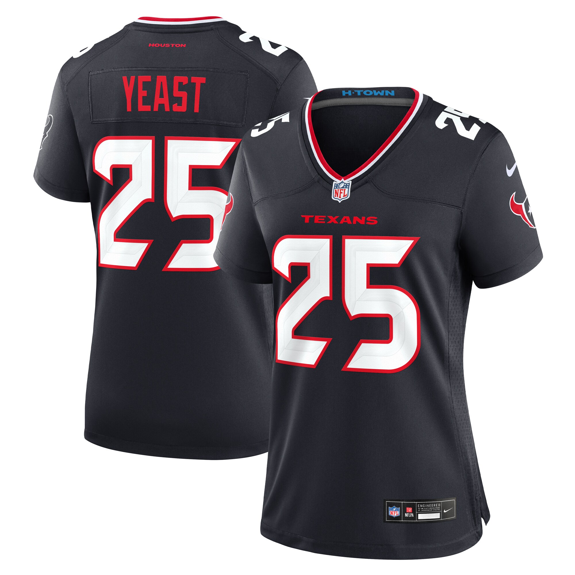 Women's Houston Texans Russ Yeast Navy Team Game Jersey JS2836 Saliibo