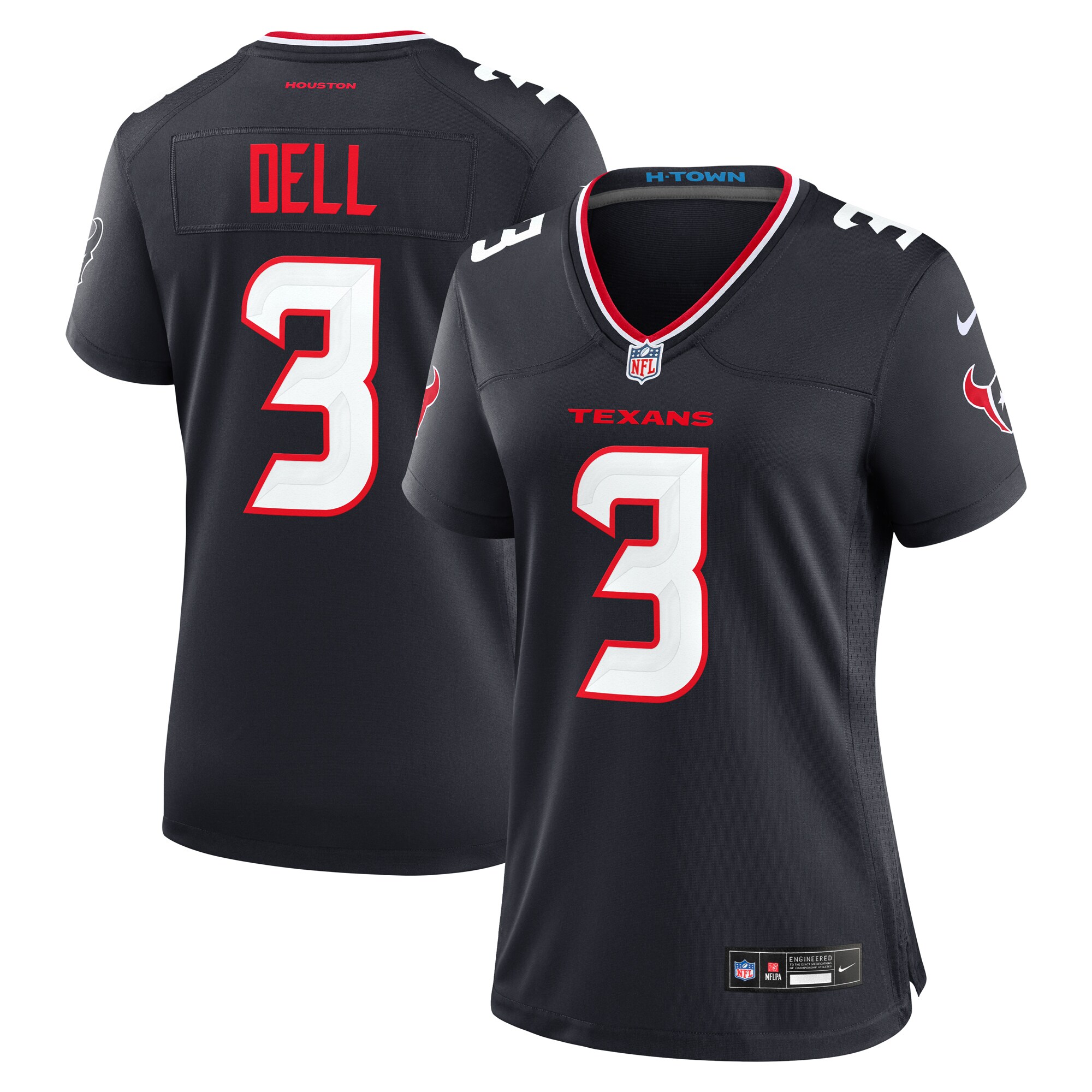 Women's Houston Texans Tank Dell Navy Team Game Jersey JS6175 Saliibo