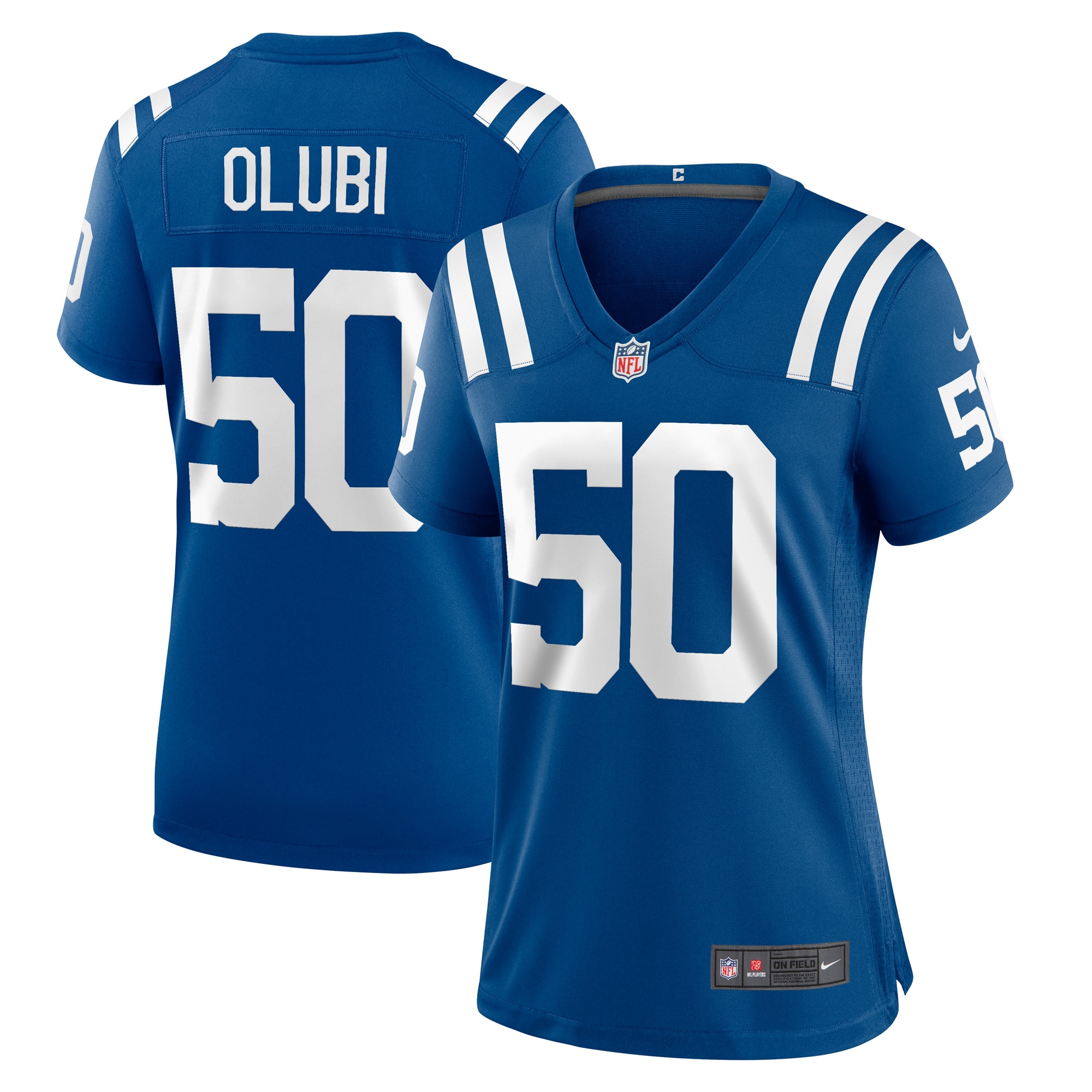 Women's Indianapolis Colts Segun Olubi Royal Game Player Jersey JS6805 Saliibo