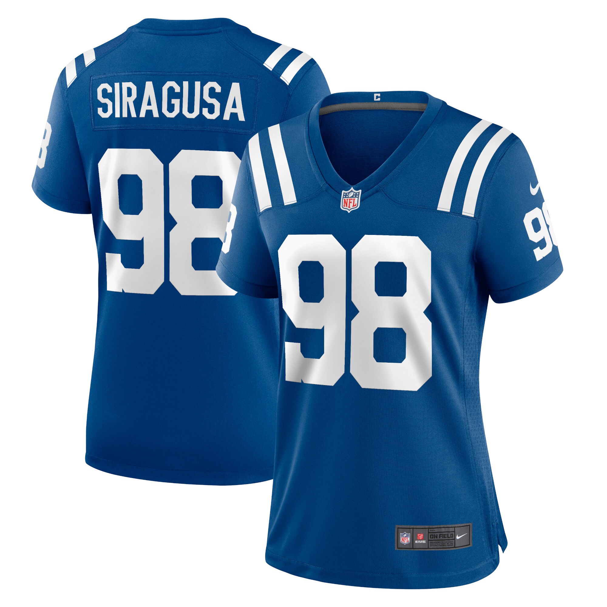 Women's Indianapolis Colts Tony Siragusa Royal Game Retired Player Jersey JS3005 Saliibo