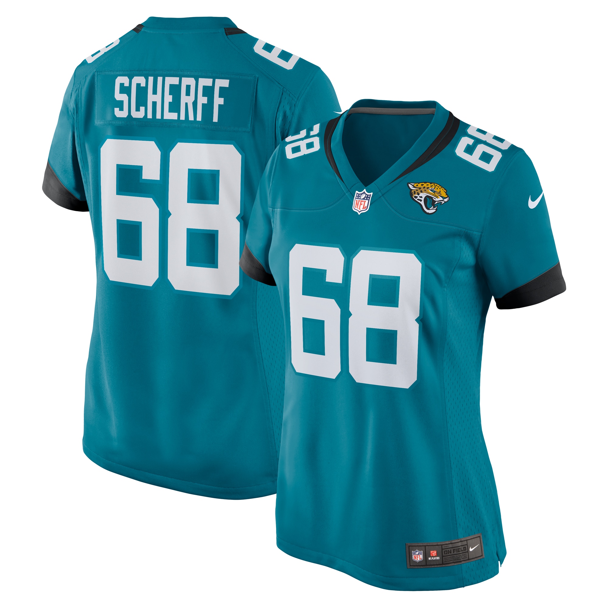Women's Jacksonville Jaguars Brandon Scherff Teal Game Player Jersey JS7102 Saliibo