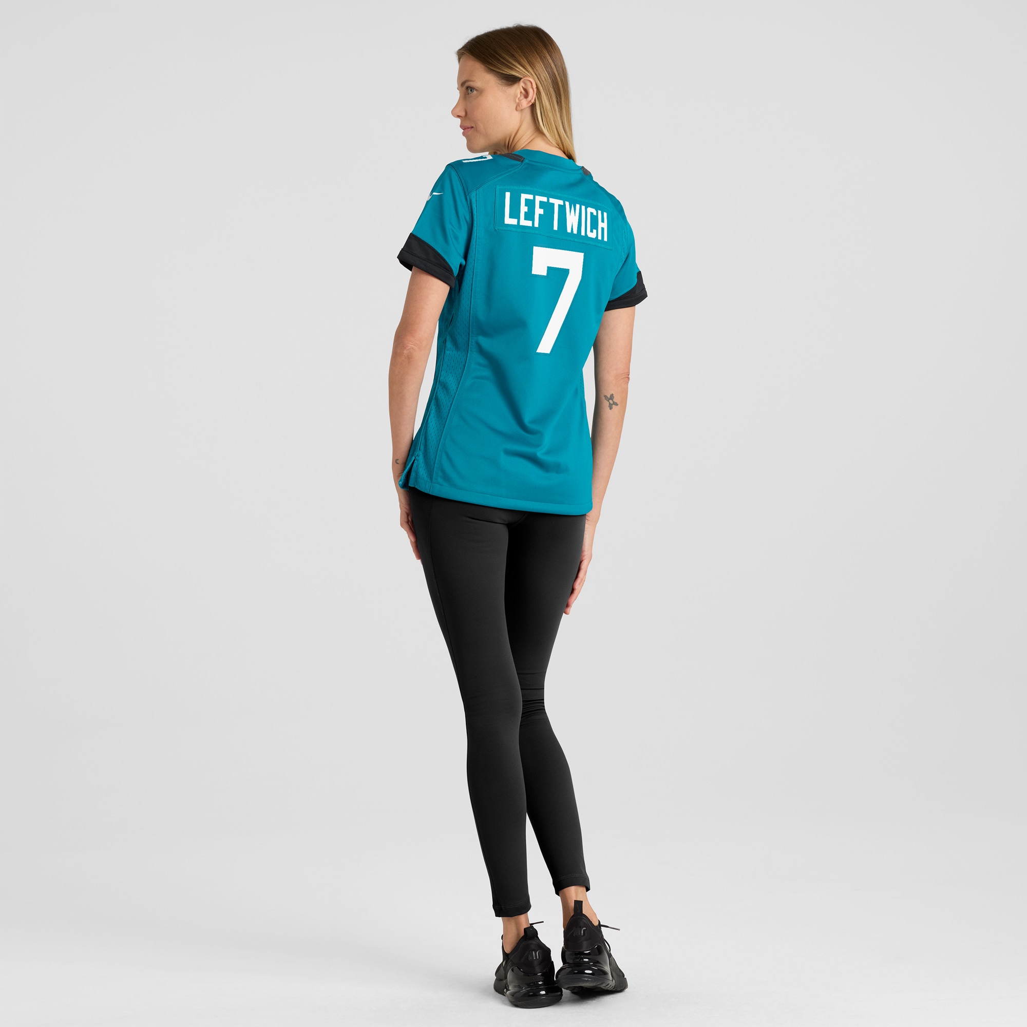 Women's Jacksonville Jaguars Byron Leftwich Teal Retired Player Game Jersey JS9911 Saliibo - Image 5