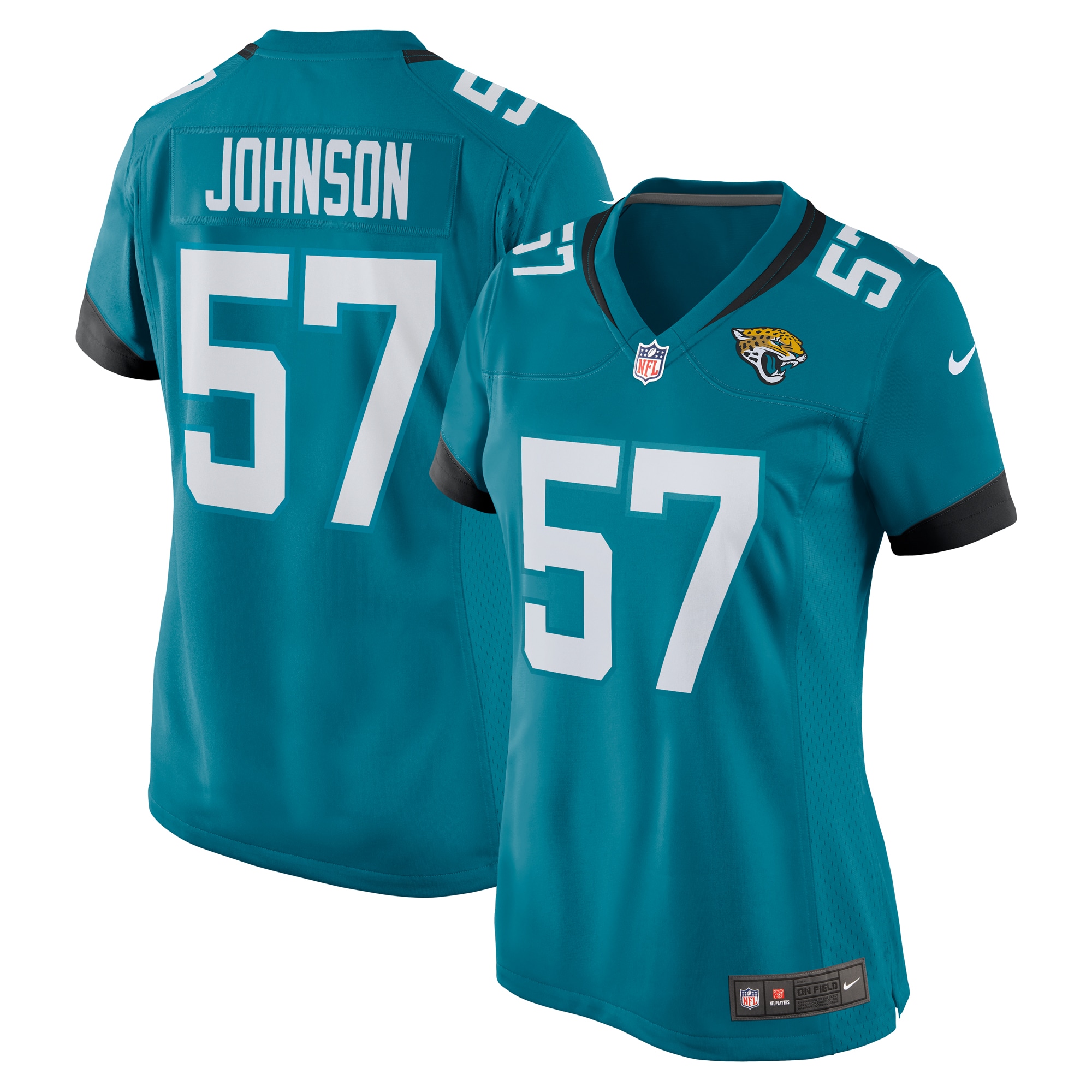 Women's Jacksonville Jaguars Caleb Johnson Teal Game Player Jersey JS1639 Saliibo