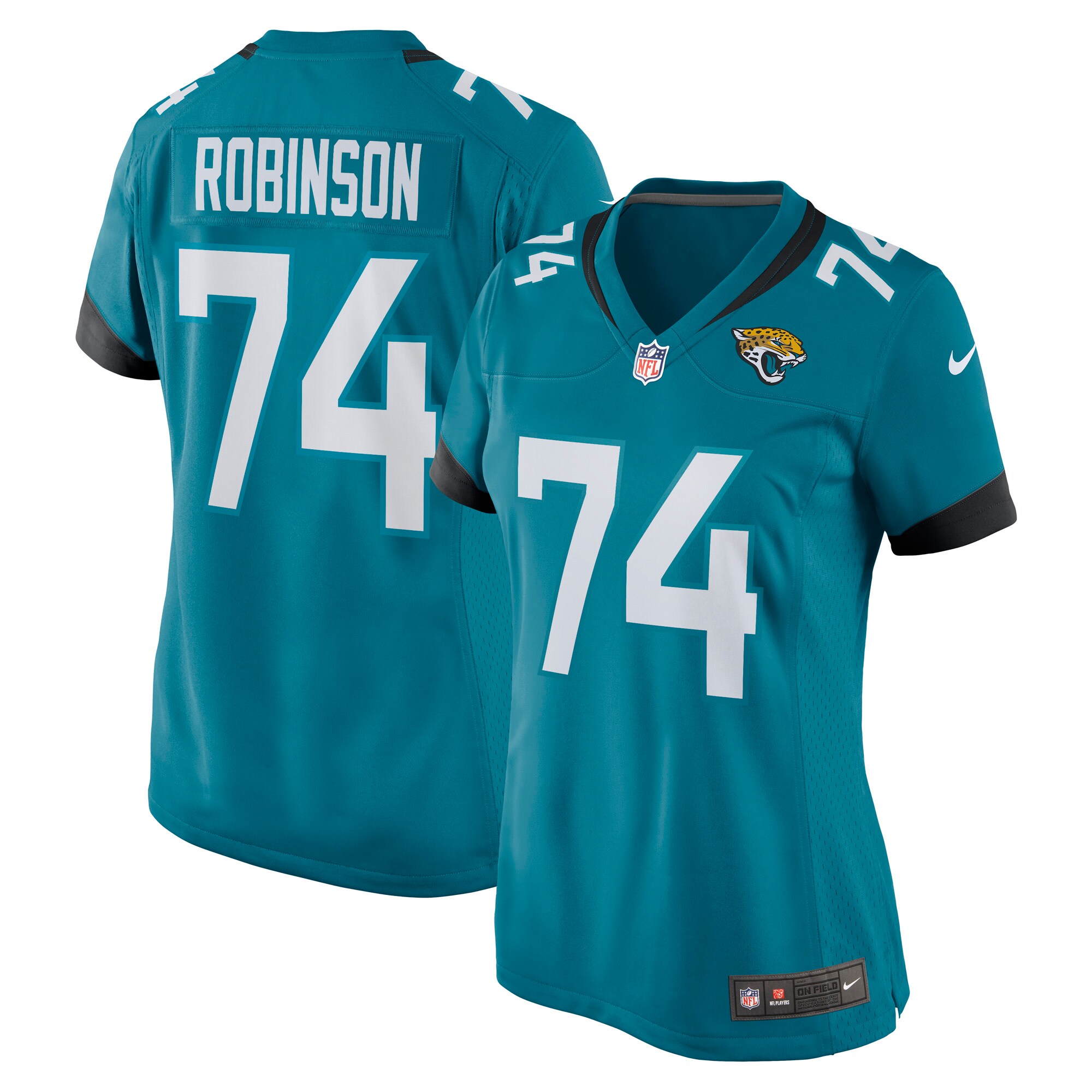Women's Jacksonville Jaguars Cam Robinson Teal Game Jersey JS2430 Saliibo
