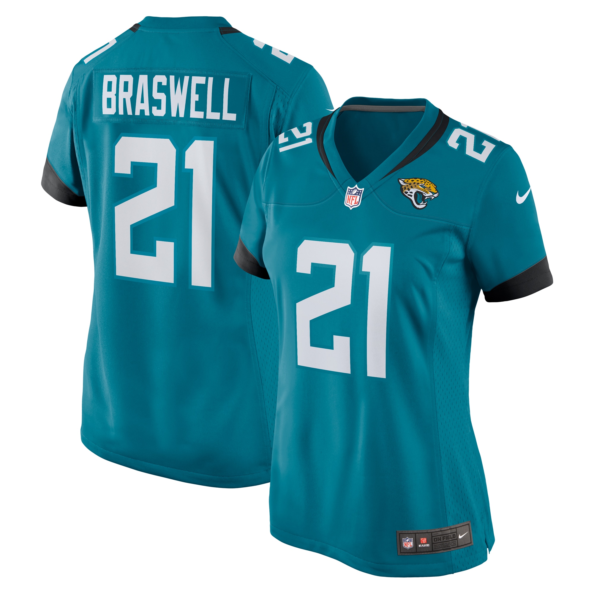 Women's Jacksonville Jaguars Christian Braswell Teal Team Game Jersey JS7334 Saliibo