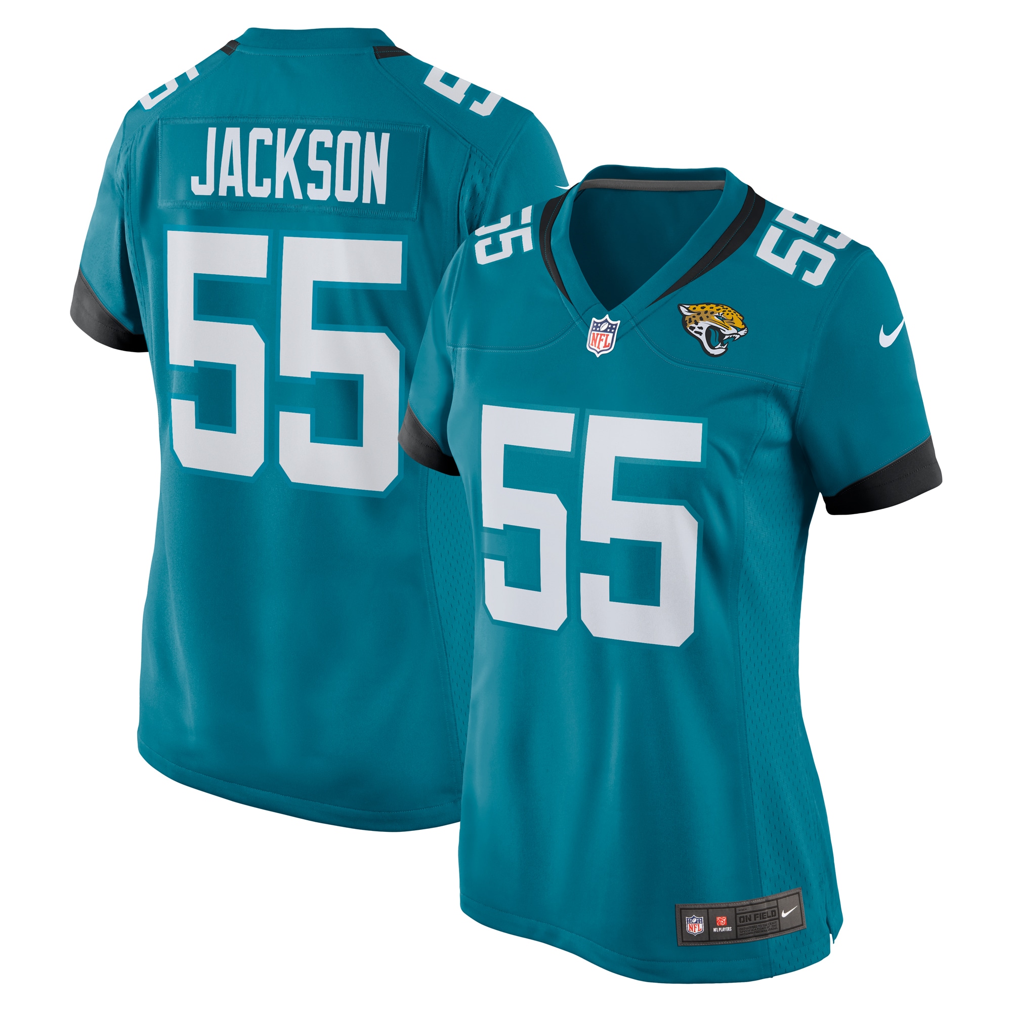 Women's Jacksonville Jaguars Dequan Jackson Teal Game Jersey JS6161 Saliibo