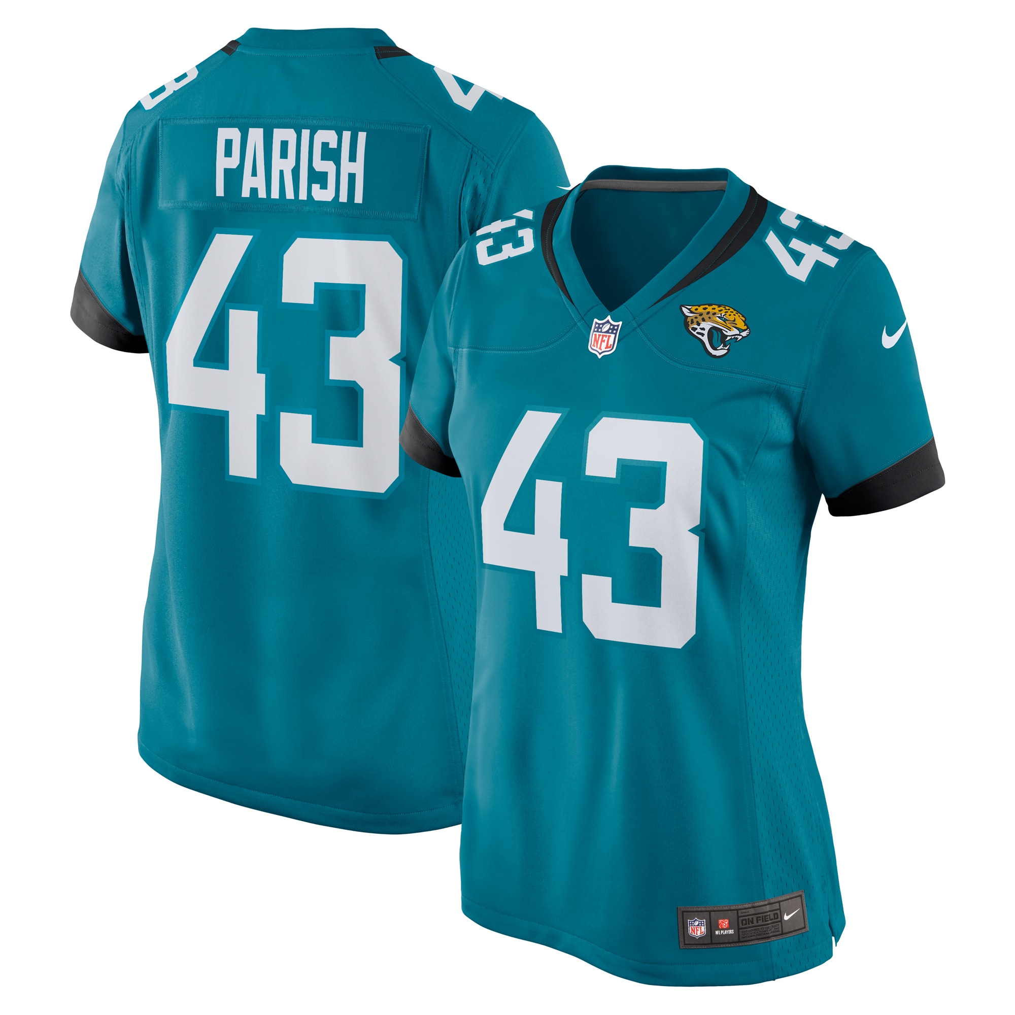 Women's Jacksonville Jaguars Derek Parish Teal Game Jersey JS4381 Saliibo