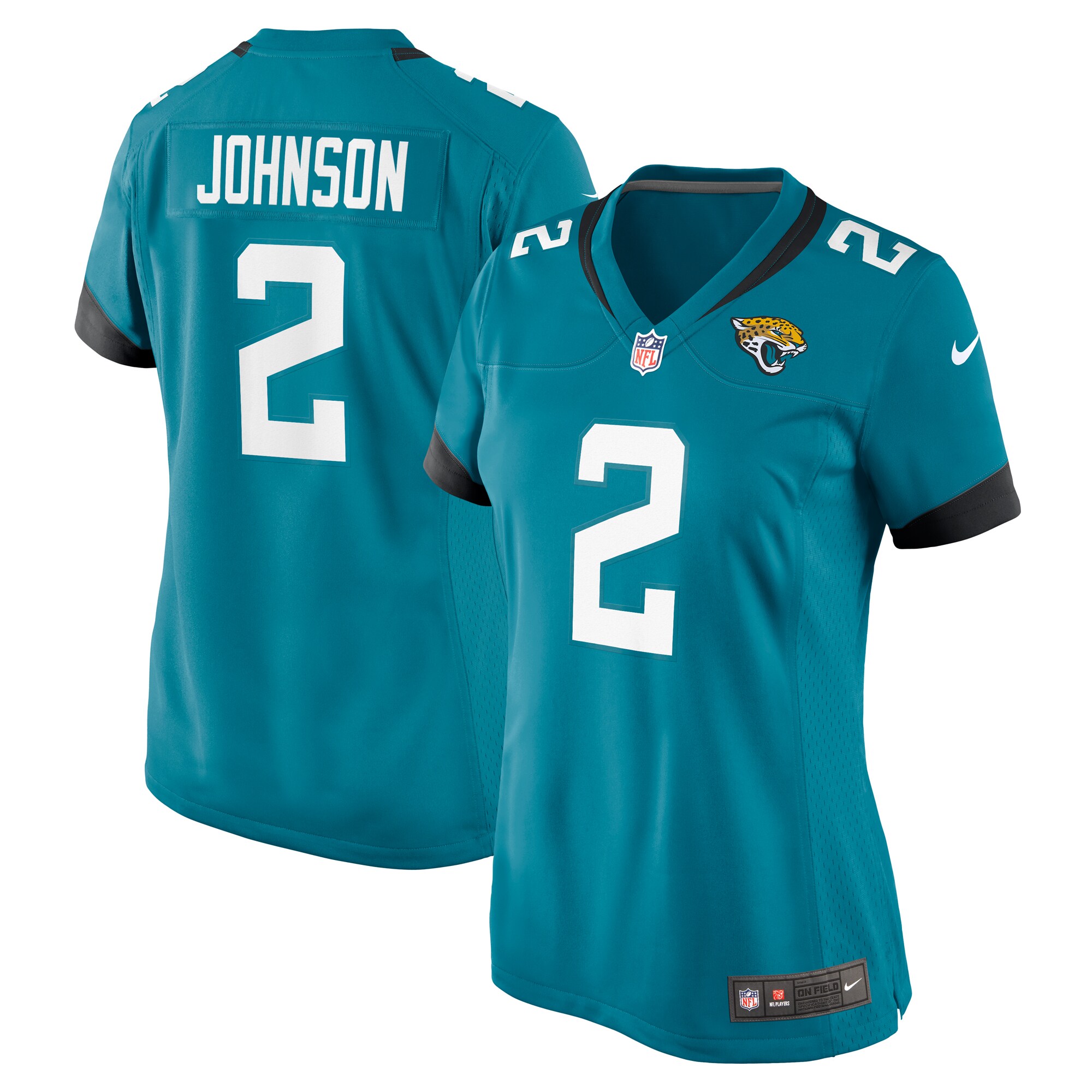 Women's Jacksonville Jaguars D'Ernest Johnson Teal Game Jersey JS7978 Saliibo