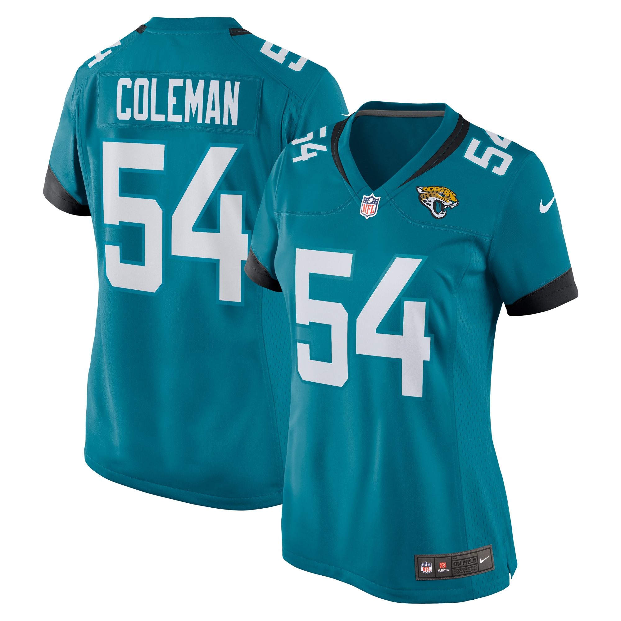 Women's Jacksonville Jaguars DJ Coleman Teal Game Jersey JS3931 Saliibo
