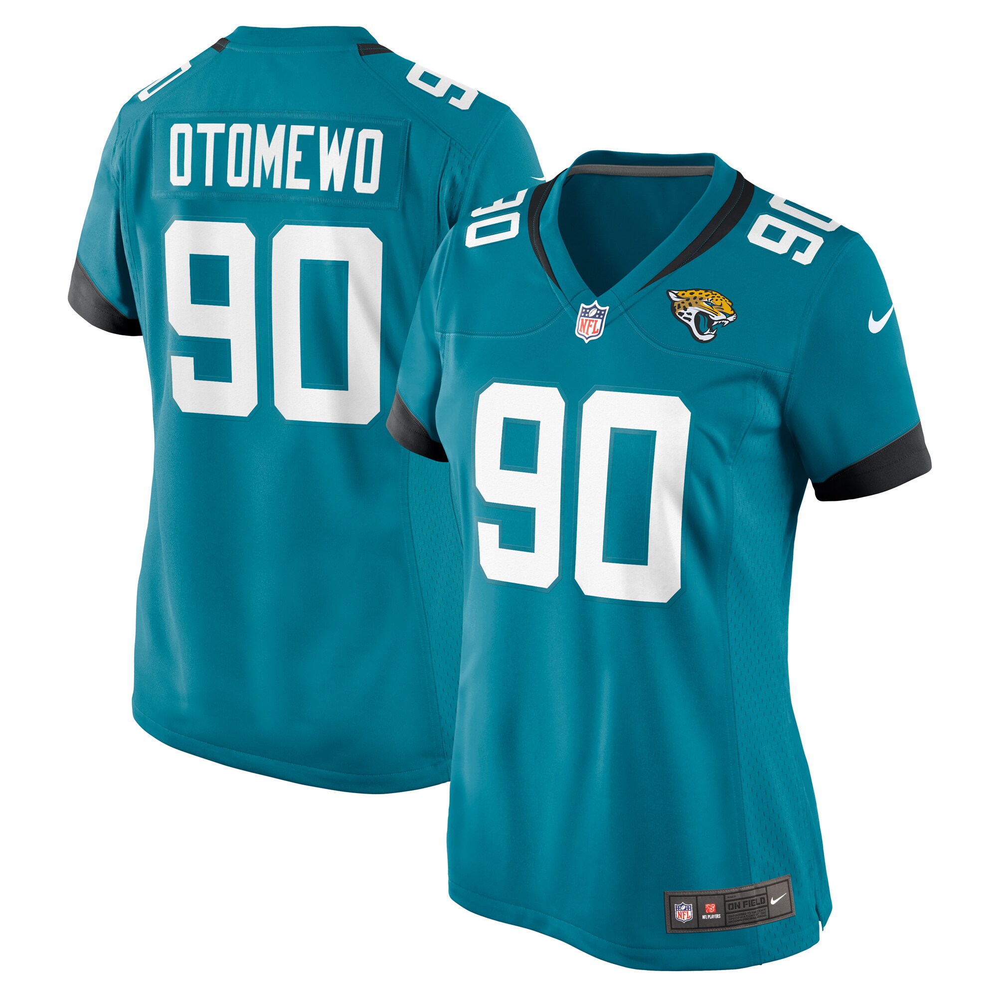 Women's Jacksonville Jaguars Esezi Otomewo Teal Game Jersey JS9949 Saliibo