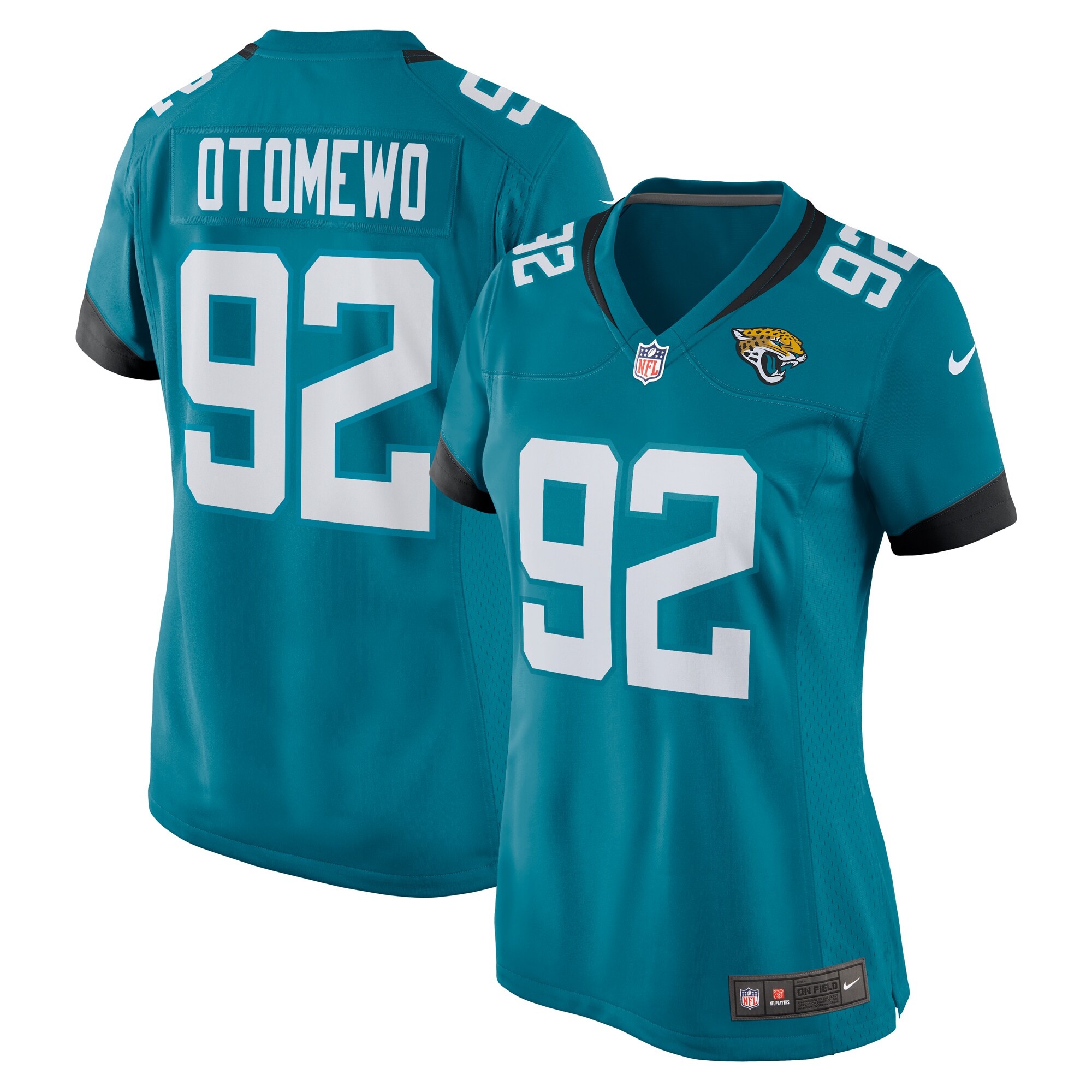 Women's Jacksonville Jaguars Esezi Otomewo Teal Team Game Jersey JS1251 Saliibo