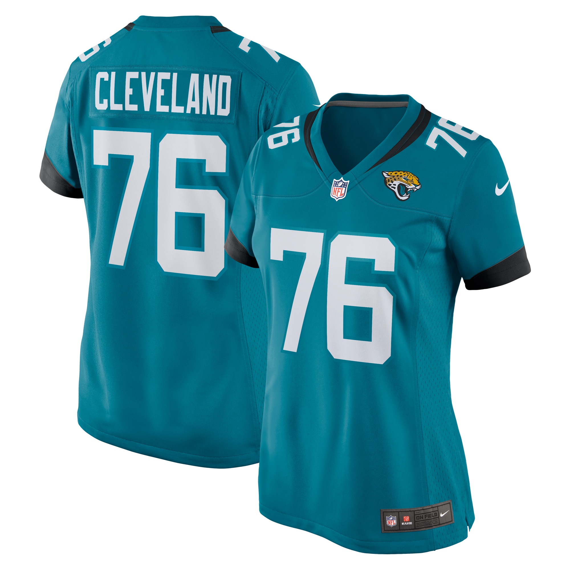 Women's Jacksonville Jaguars Ezra Cleveland Teal Game Jersey JS3393 Saliibo