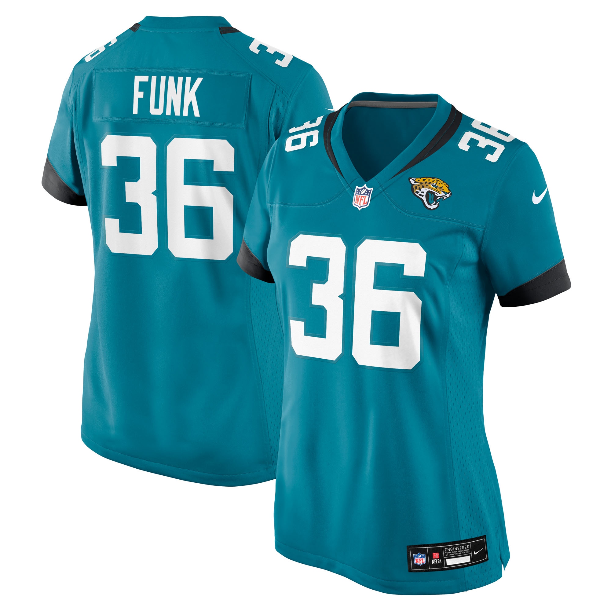 Women's Jacksonville Jaguars Jake Funk Teal Team Game Jersey JS3969 Saliibo