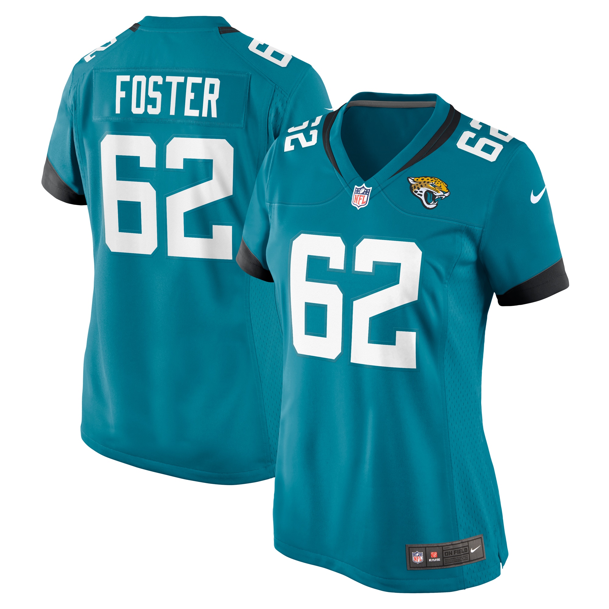 Women's Jacksonville Jaguars Javon Foster Teal Game Jersey JS8553 Saliibo