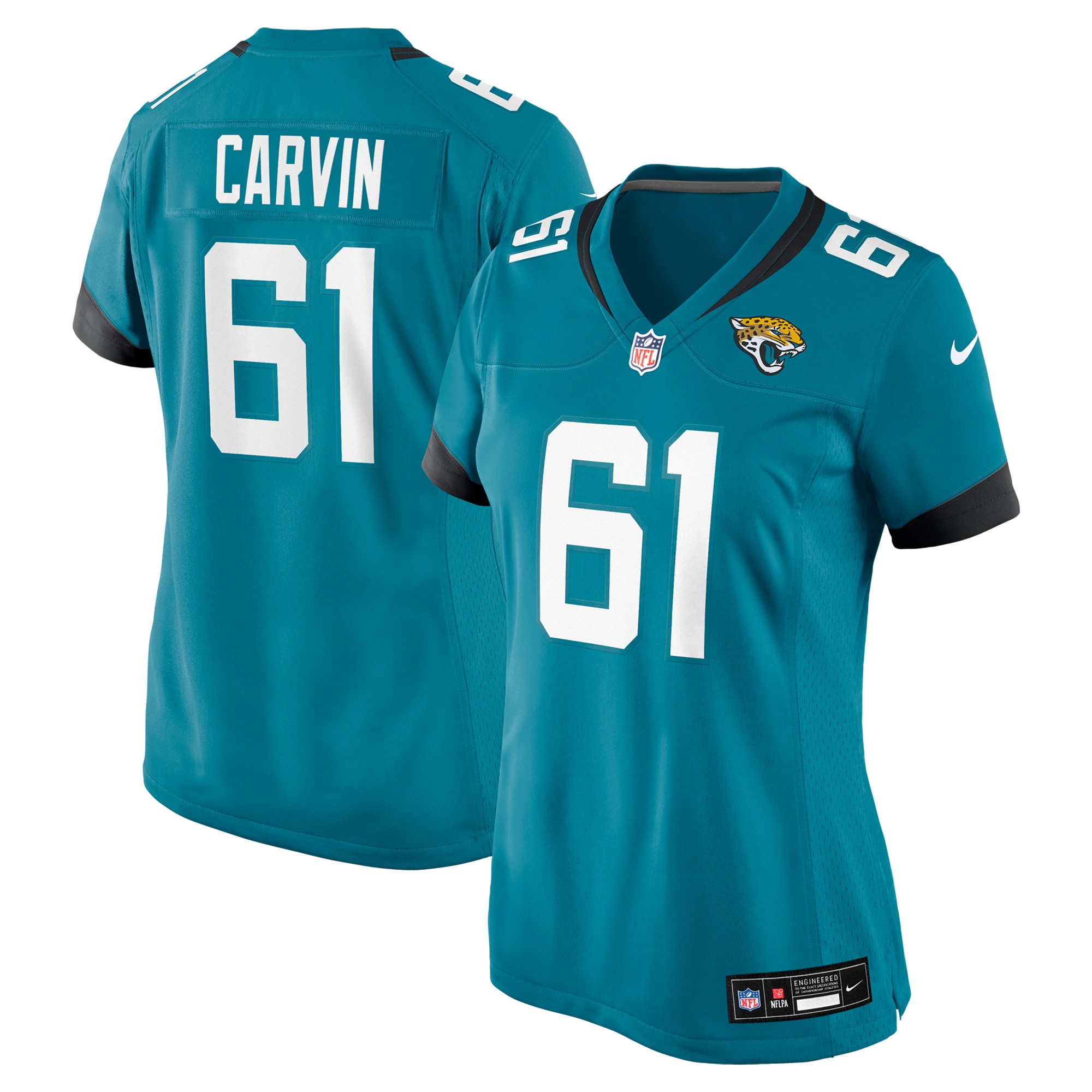 Women's Jacksonville Jaguars Jerome Carvin Teal Game Jersey JS5923 Saliibo