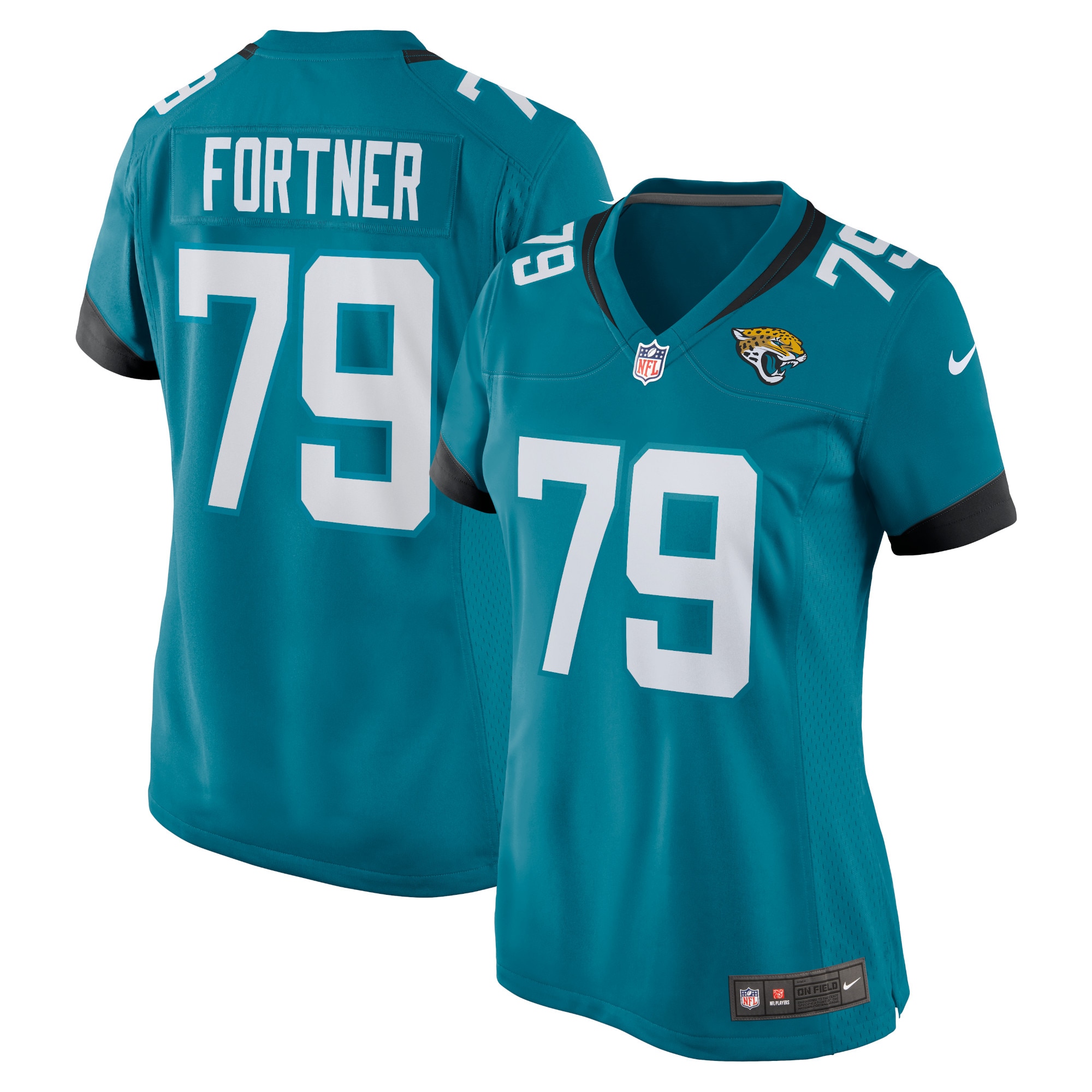Women's Jacksonville Jaguars Luke Fortner Teal Game Jersey JS2064 Saliibo