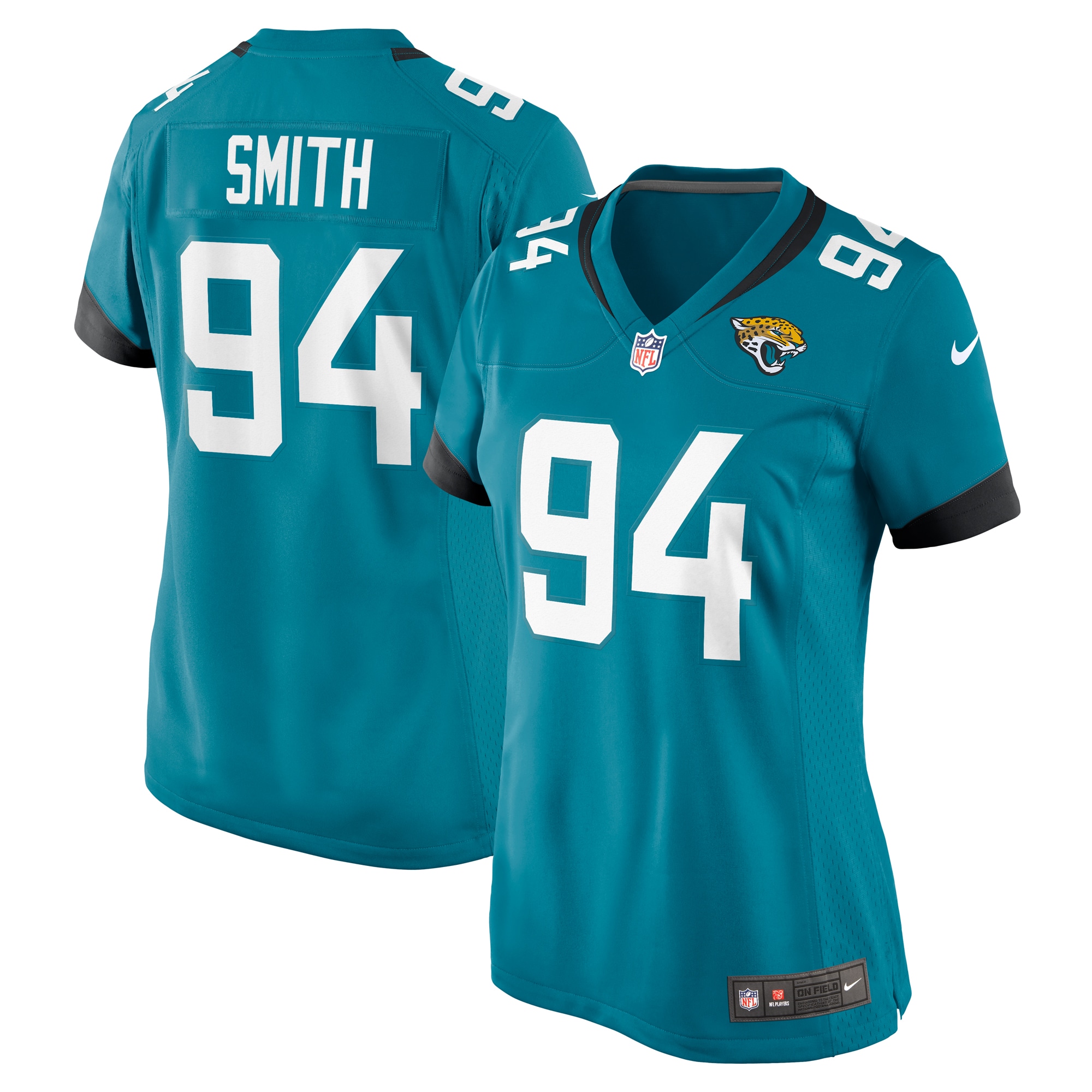 Women's Jacksonville Jaguars Maason Smith Teal Game Jersey JS8721 Saliibo