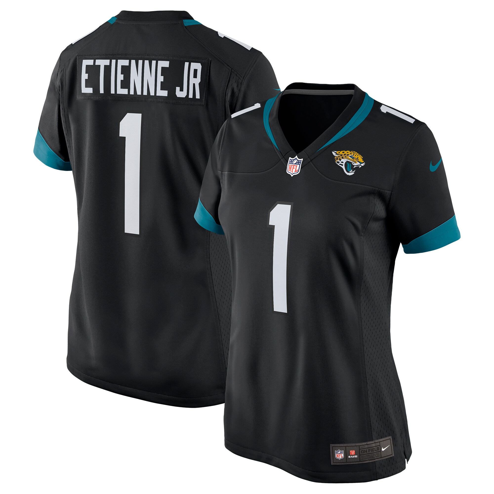 Women's Jacksonville Jaguars Travis Etienne Black Game Jersey JS6269 Saliibo