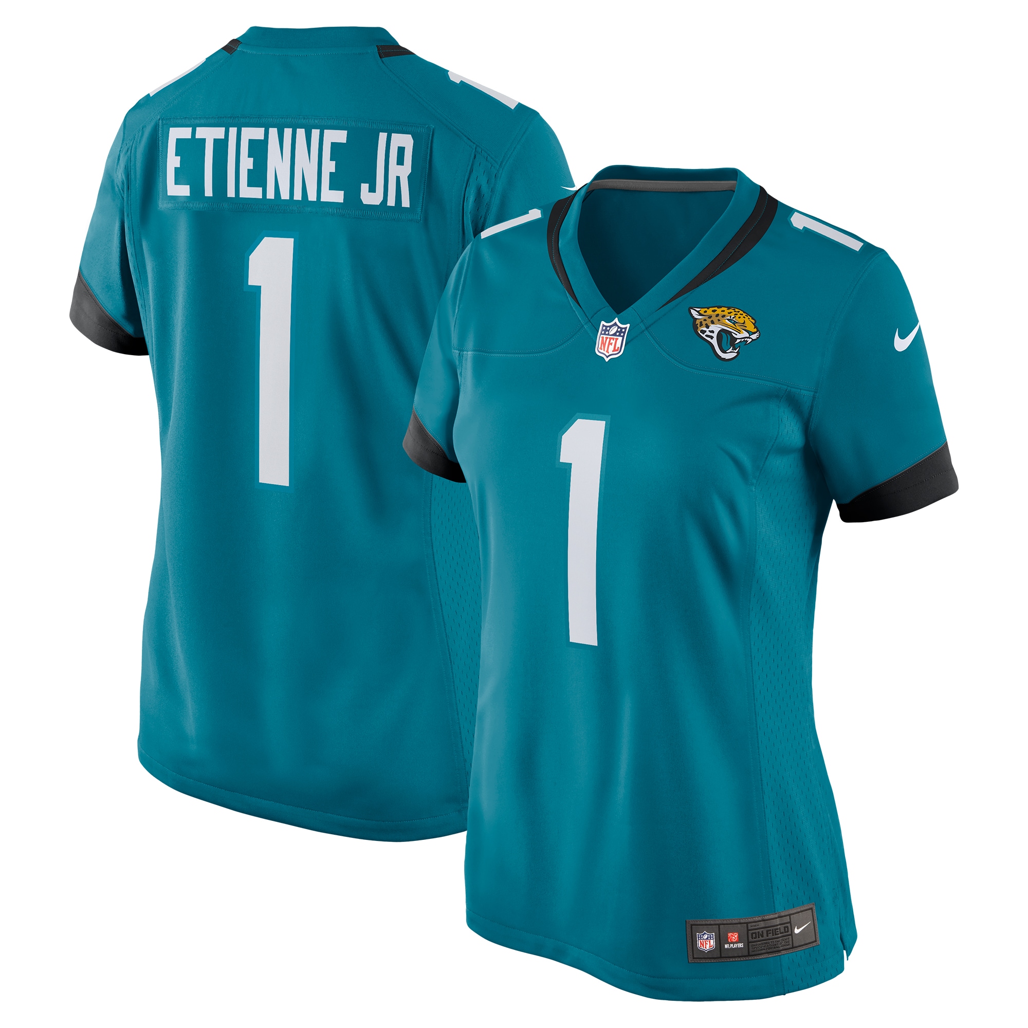 Women's Jacksonville Jaguars Travis Etienne Teal Game Jersey JS3572 Saliibo