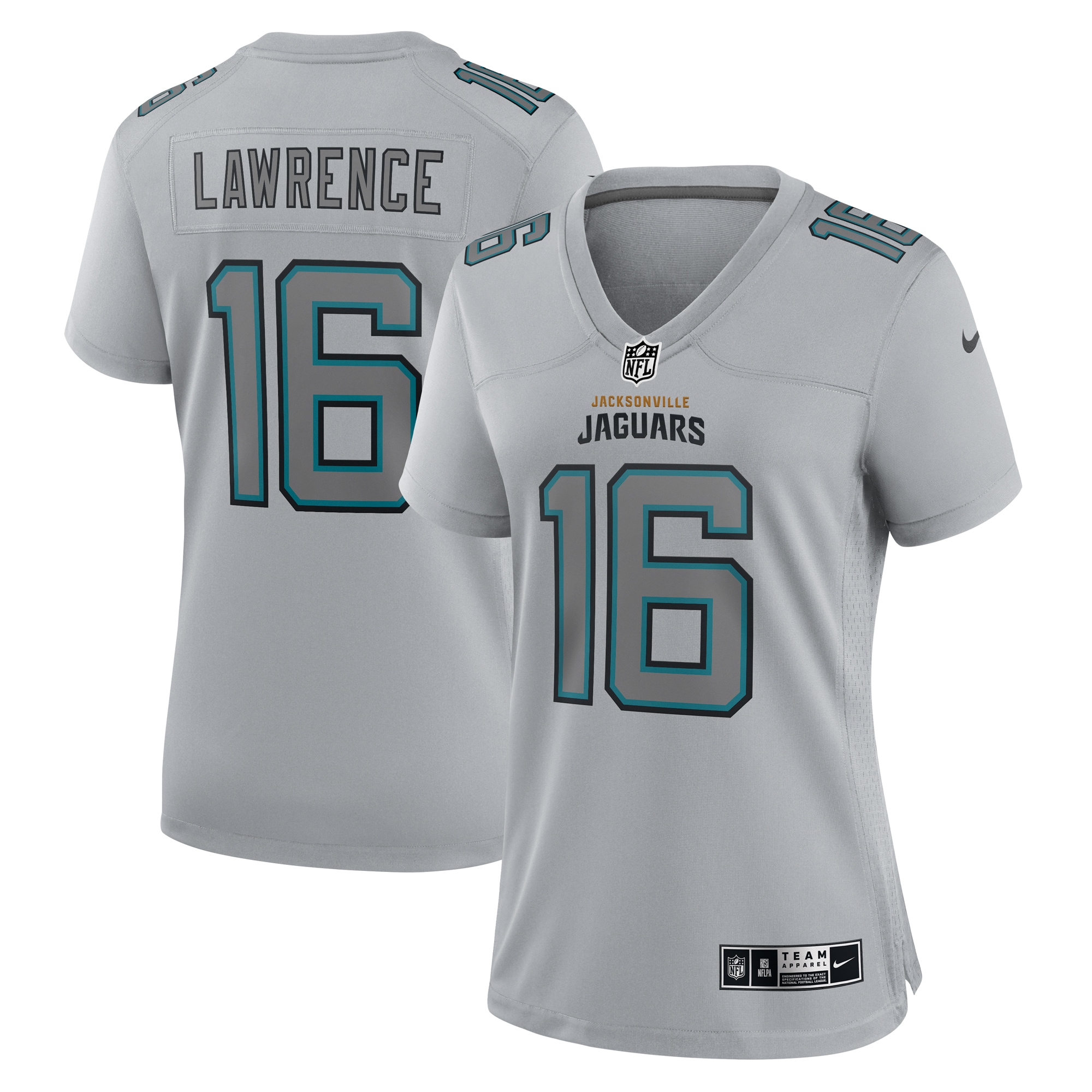 Women's Jacksonville Jaguars Trevor Lawrence Gray Atmosphere Fashion Game Jersey JS7909 Saliibo