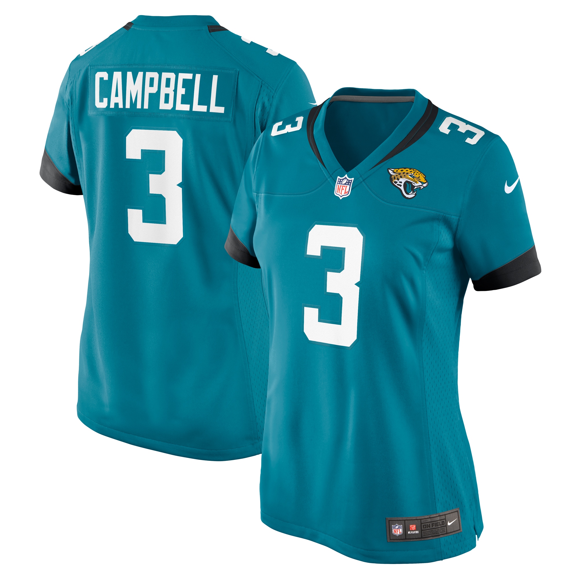Women's Jacksonville Jaguars Tyson Campbell Teal Game Jersey JS6575 Saliibo