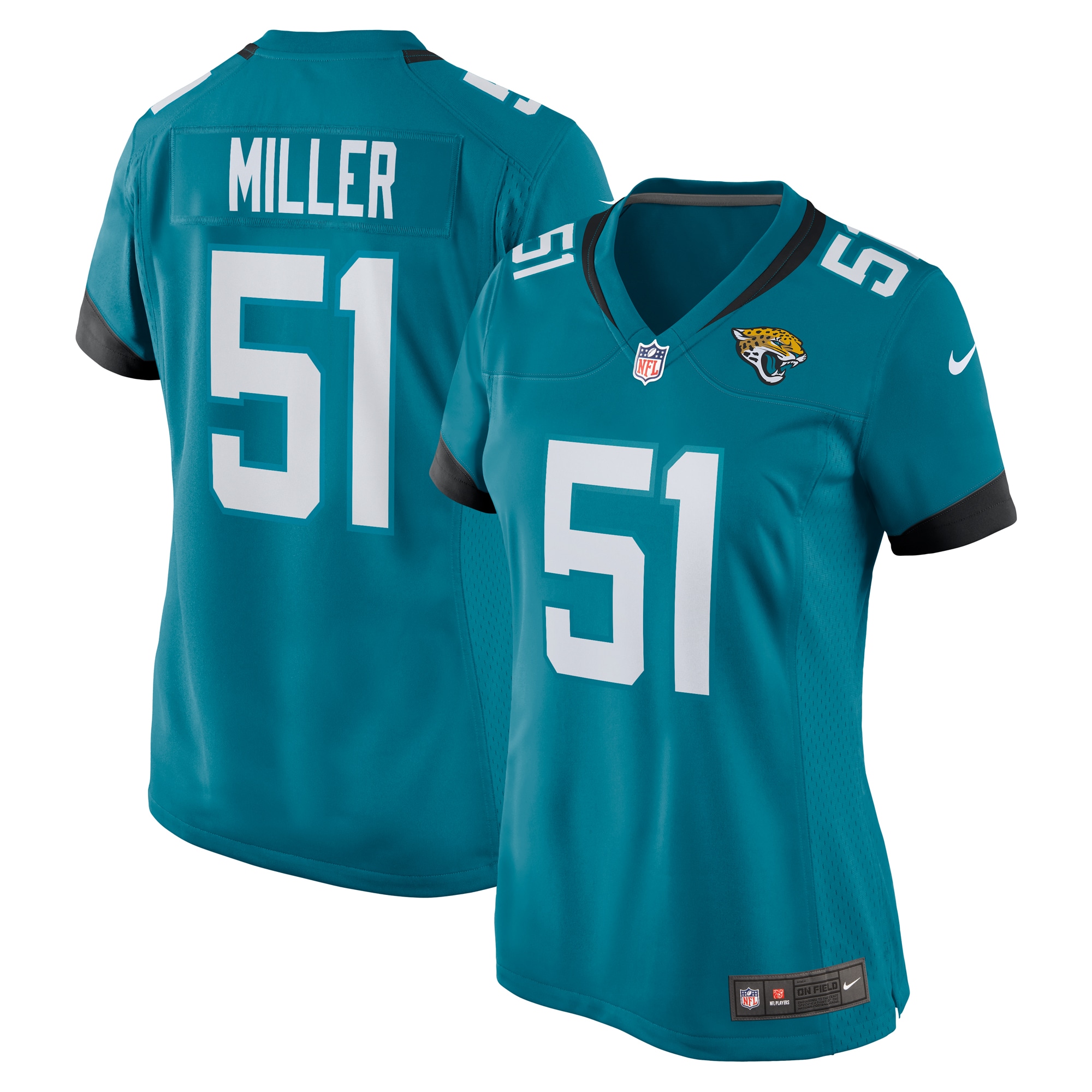 Women's Jacksonville Jaguars Ventrell Miller Teal Game Jersey JS9975 Saliibo
