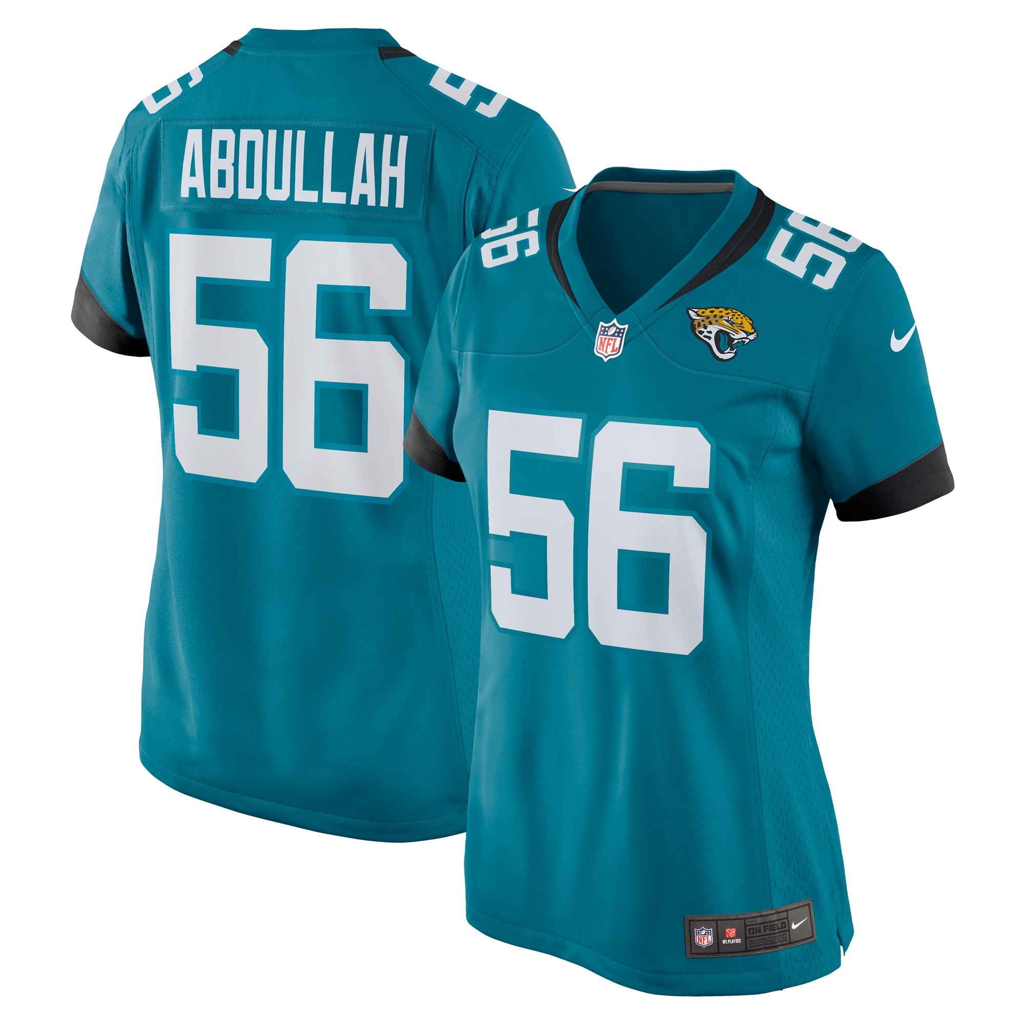 Women's Jacksonville Jaguars Yasir Abdullah Teal Team Game Jersey JS2073 Saliibo