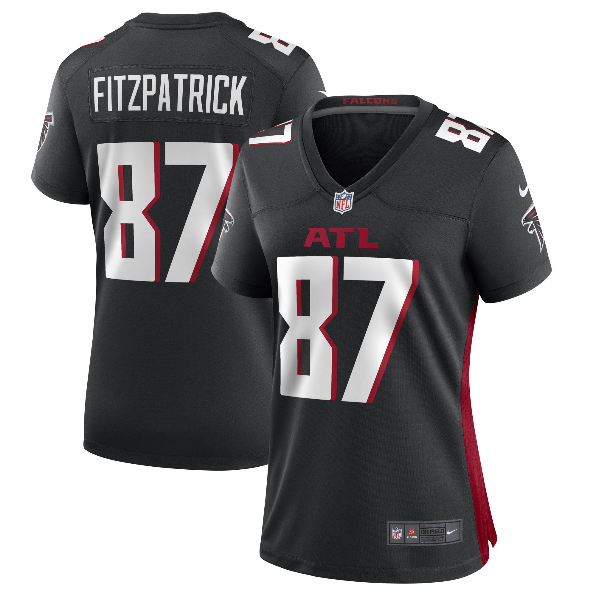 Women's John FitzPatrick Atlanta Falcons Black Game Player Jersey JS3726 Saliibo