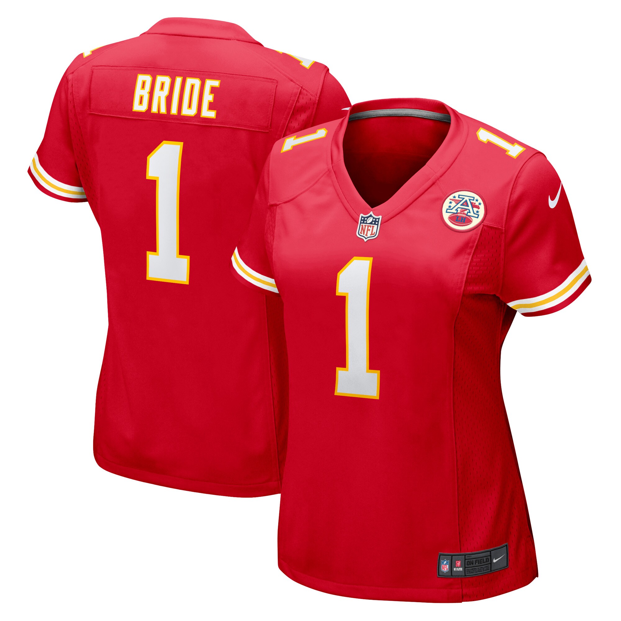 Women's Kansas City Chiefs Number 1 Bride Red Game Jersey JS1856 Saliibo