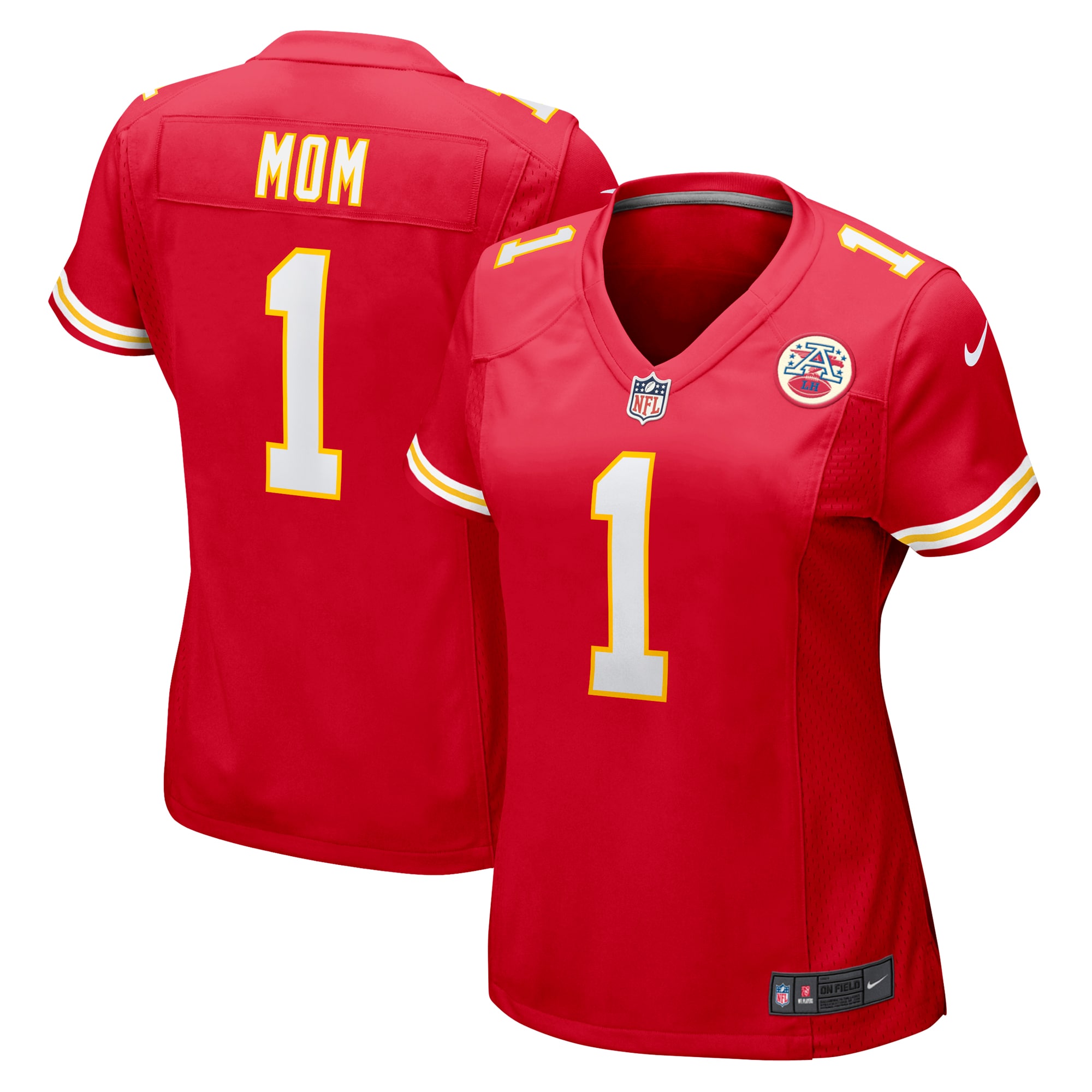 Women's Kansas City Chiefs Number 1 Mom Red Game Jersey JS8158 Saliibo