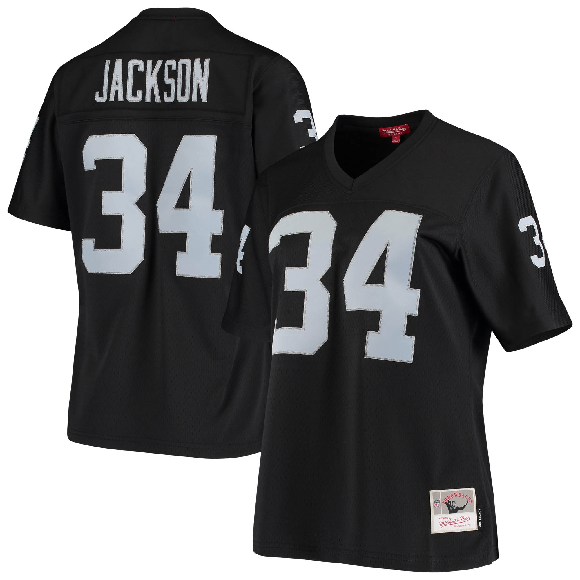 Women's Las Vegas Raiders Bo Jackson Mitchell & Ness Black 1988 Legacy Jersey JS9342 Saliibo