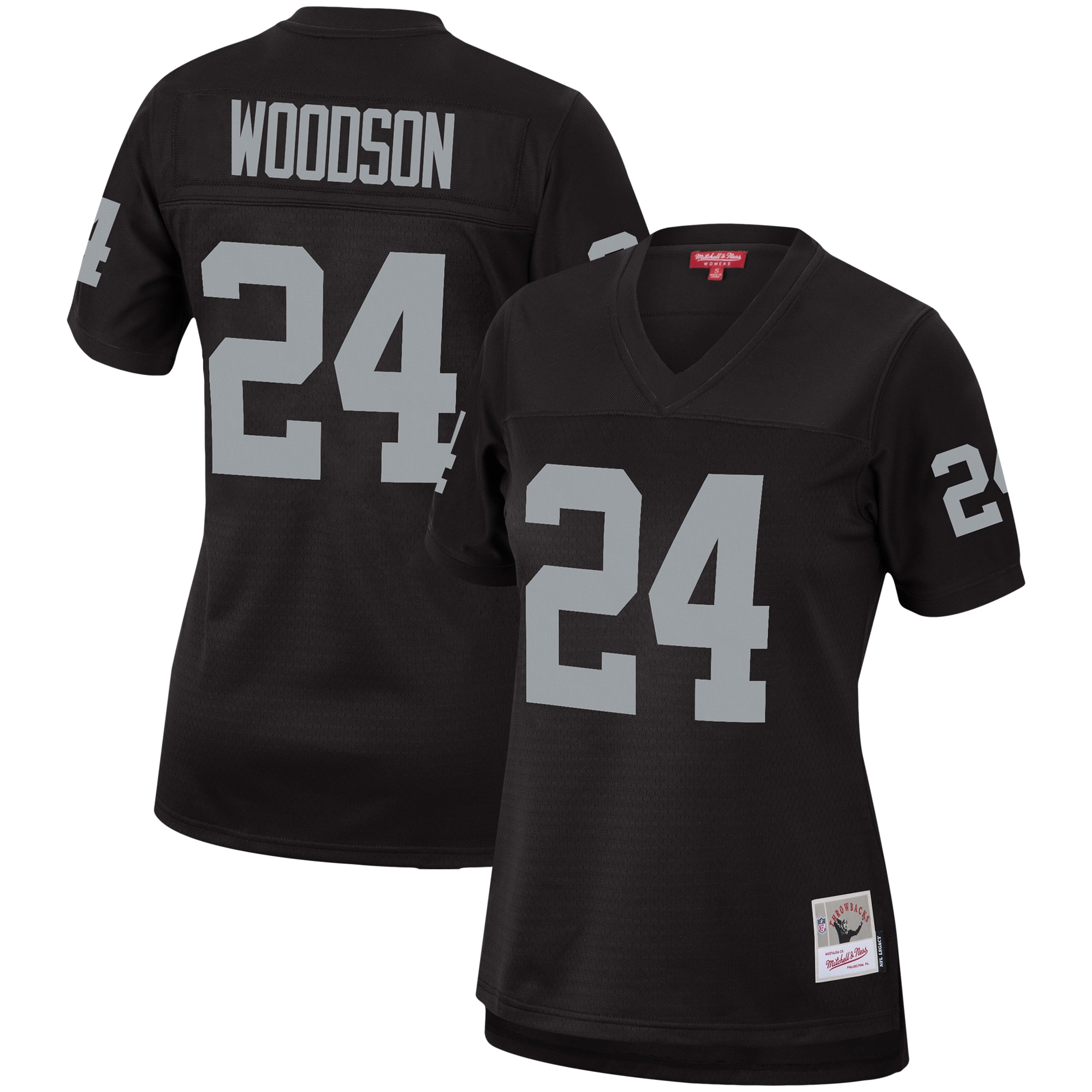 Women's Las Vegas Raiders Charles Woodson Mitchell & Ness Black Legacy Team Jersey JS6234 Saliibo