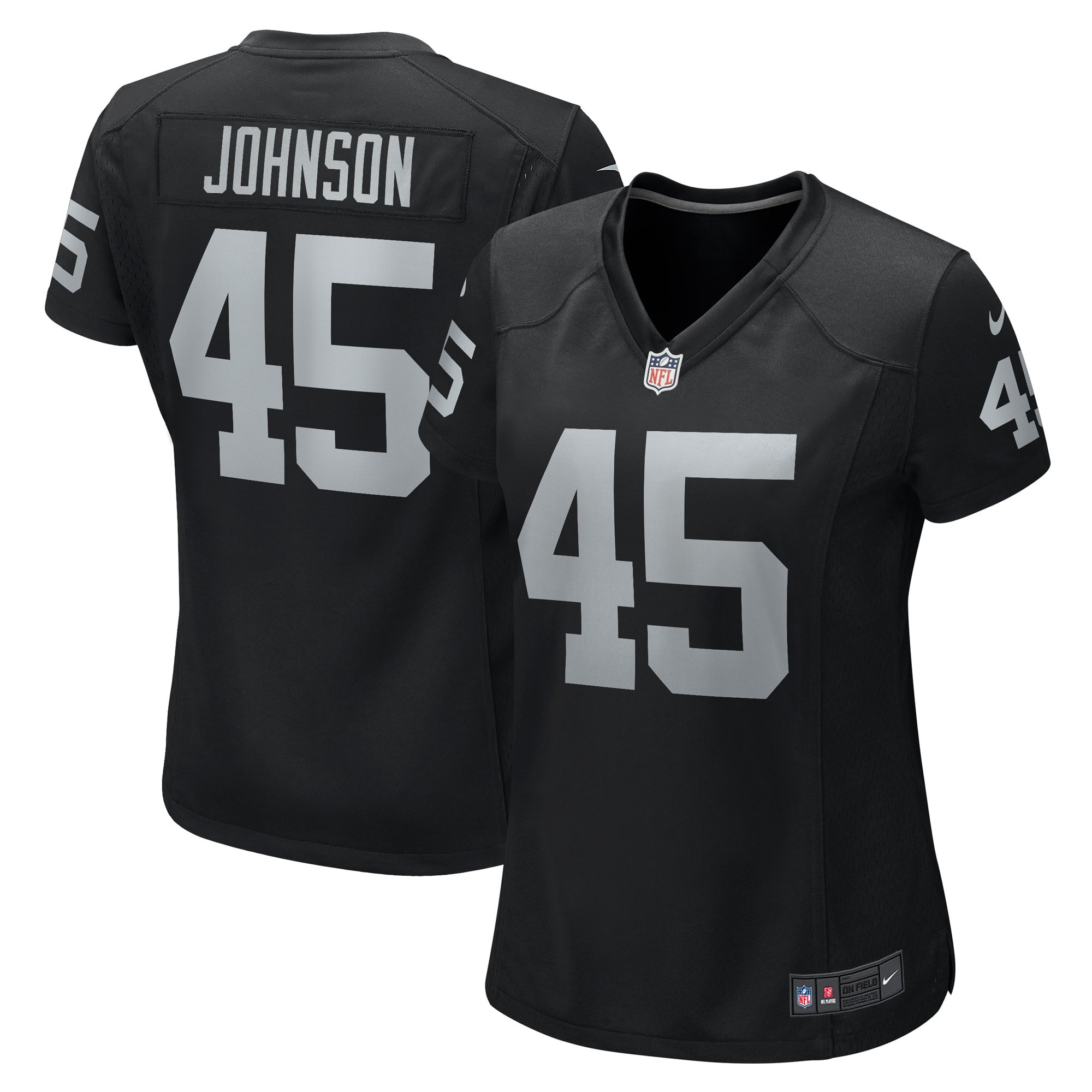 Women's Las Vegas Raiders Jaquan Johnson Black Game Player Jersey JS3091 Saliibo