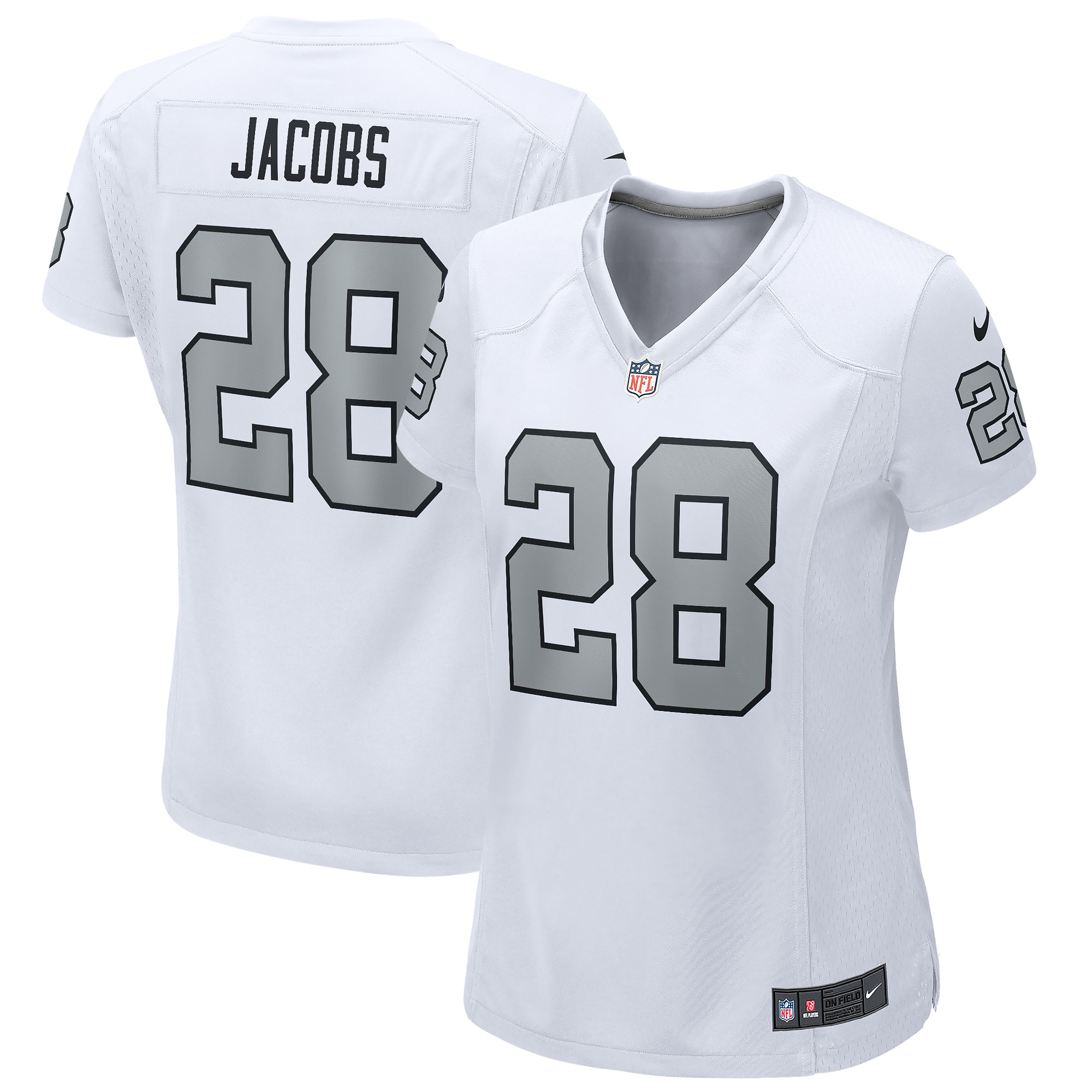 Women's Las Vegas Raiders Josh Jacobs White Alternate Game Player Jersey JS7773 Saliibo