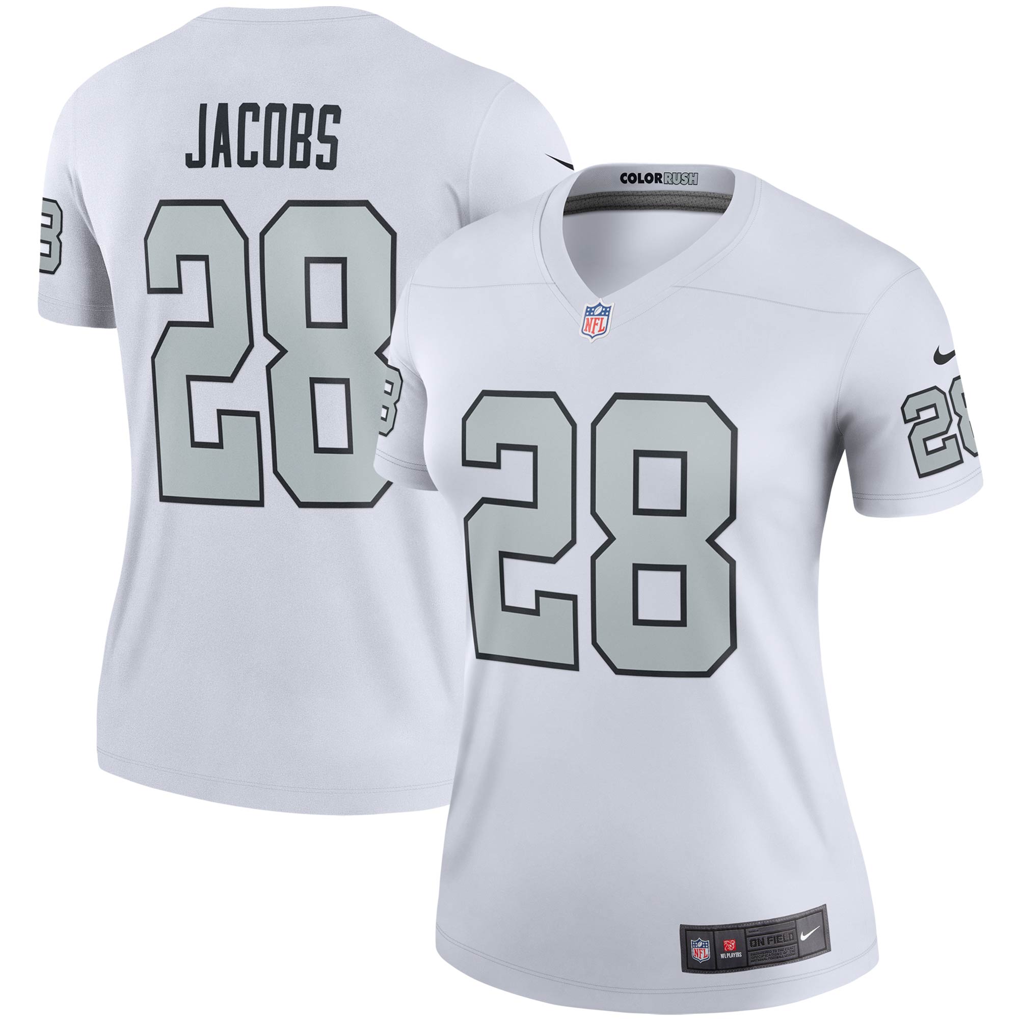 Women's Las Vegas Raiders Josh Jacobs White Alternate Legend Player Performance Top JS3852 Saliibo