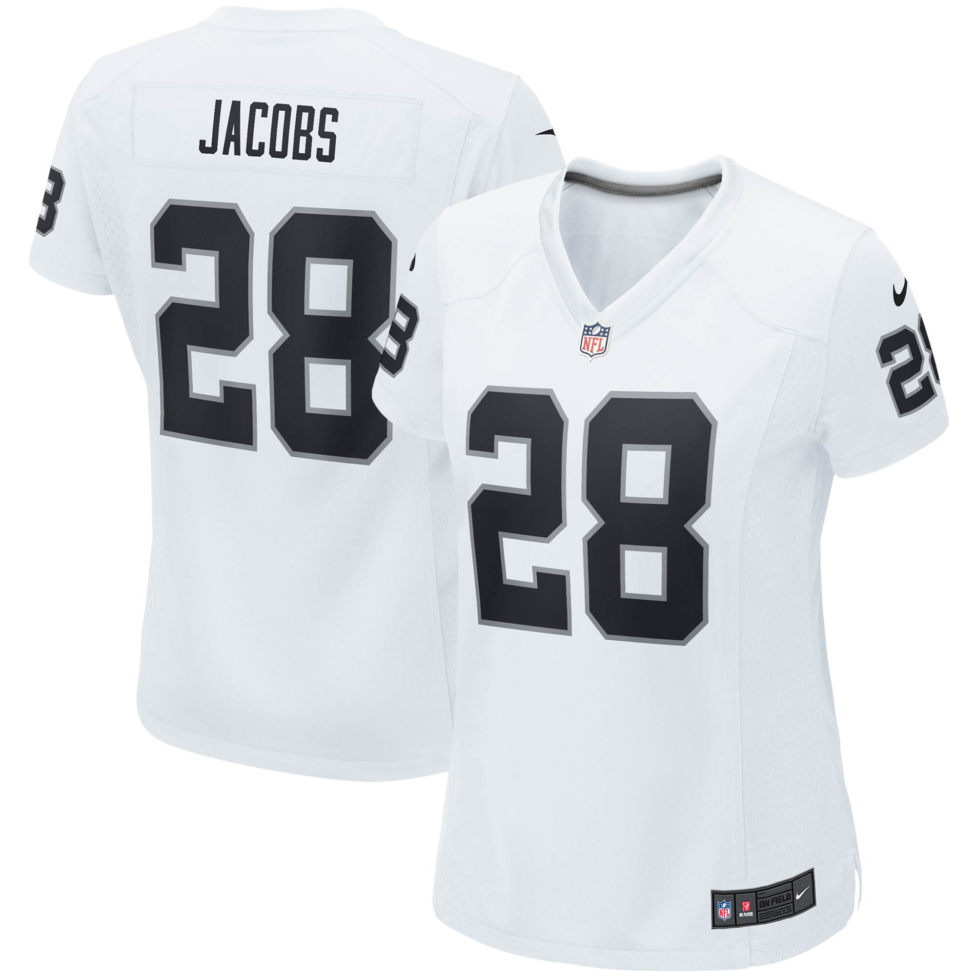 Women's Las Vegas Raiders Josh Jacobs White Player Game Team Jersey JS7199 Saliibo