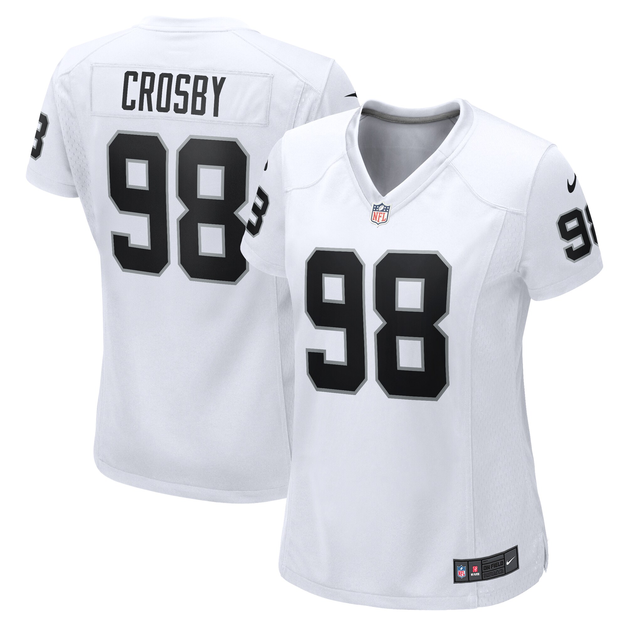 Women's Las Vegas Raiders Maxx Crosby White Game Jersey JS6914 Saliibo