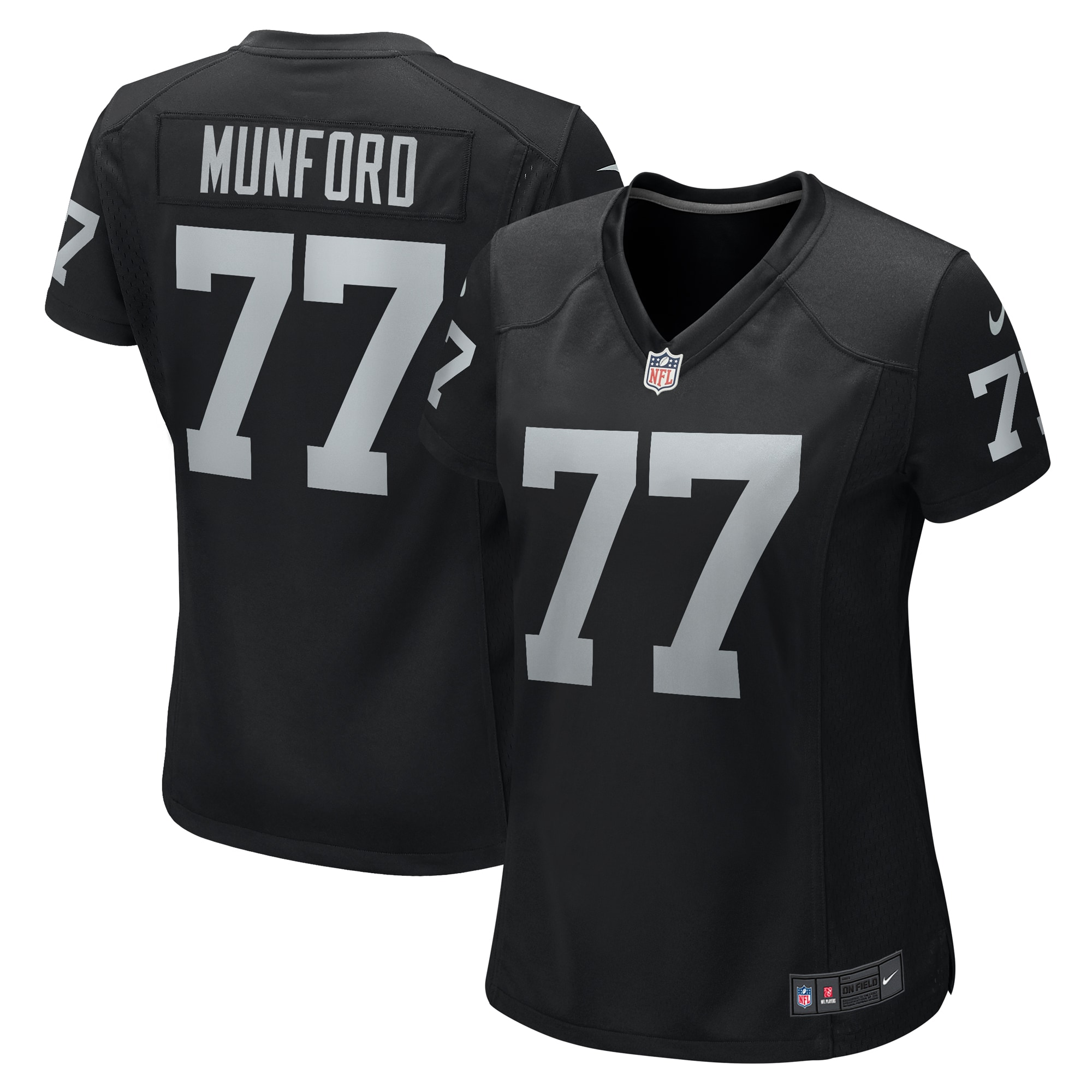 Women's Las Vegas Raiders Thayer Munford Jr. Black Team Game Jersey JS2803 Saliibo