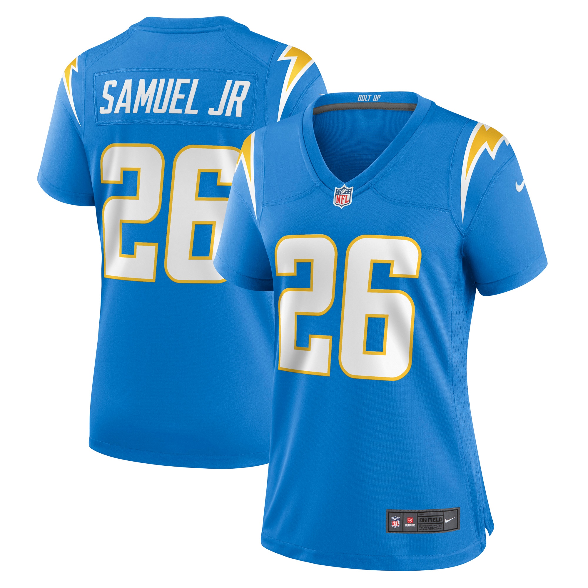 Women's Los Angeles Chargers Asante Samuel Jr. Powder Blue Game Player Jersey JS7588 Saliibo
