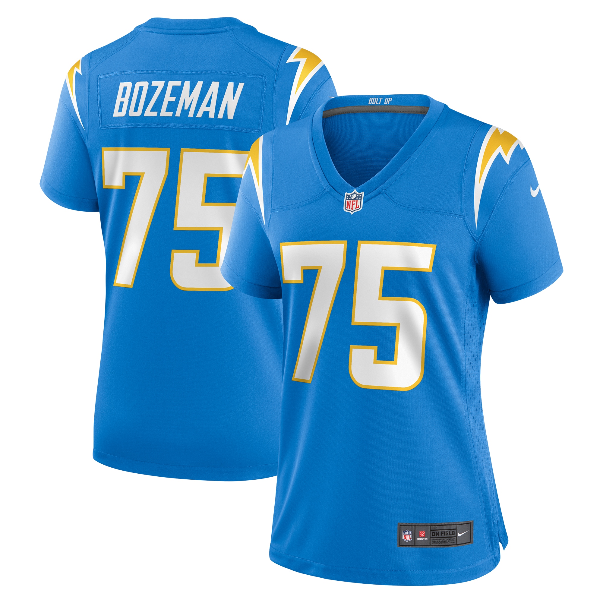 Women's Los Angeles Chargers Bradley Bozeman Powder Blue Game Jersey JS3570 Saliibo