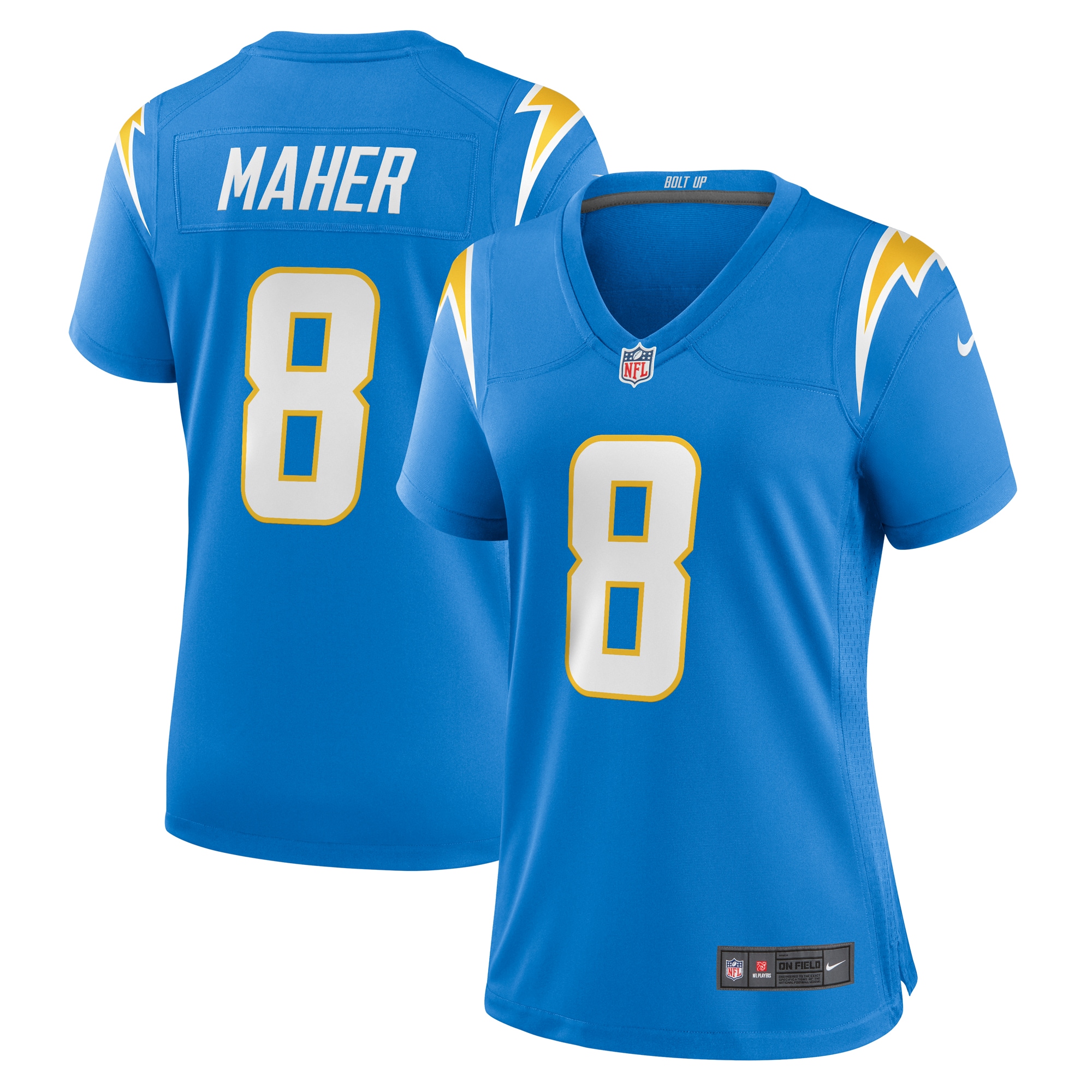 Women's Los Angeles Chargers Brett Maher Powder Blue Team Game Jersey JS8927 Saliibo