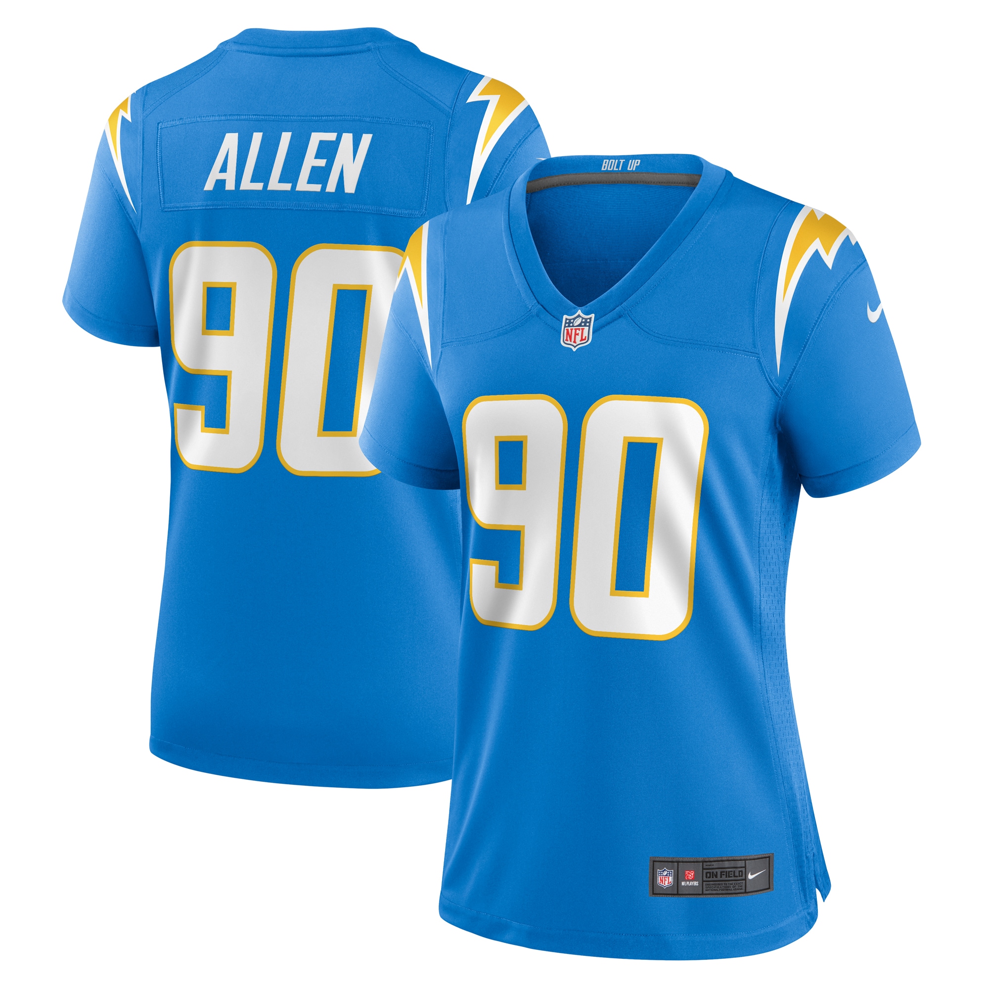 Women's Los Angeles Chargers Brevin Allen Powder Blue Team Game Jersey JS7275 Saliibo