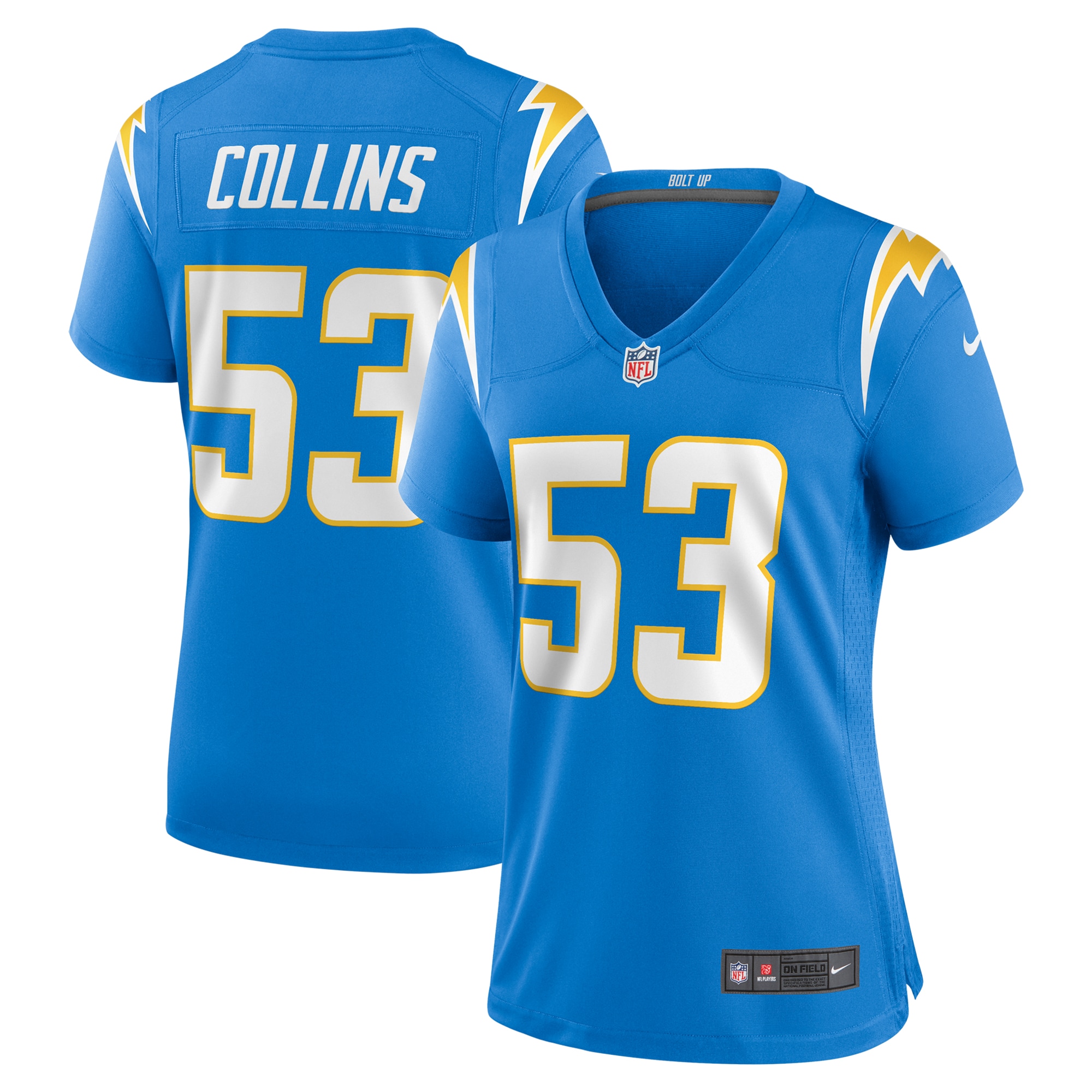 Women's Los Angeles Chargers Chris Collins Powder Blue Team Game Jersey JS4525 Saliibo