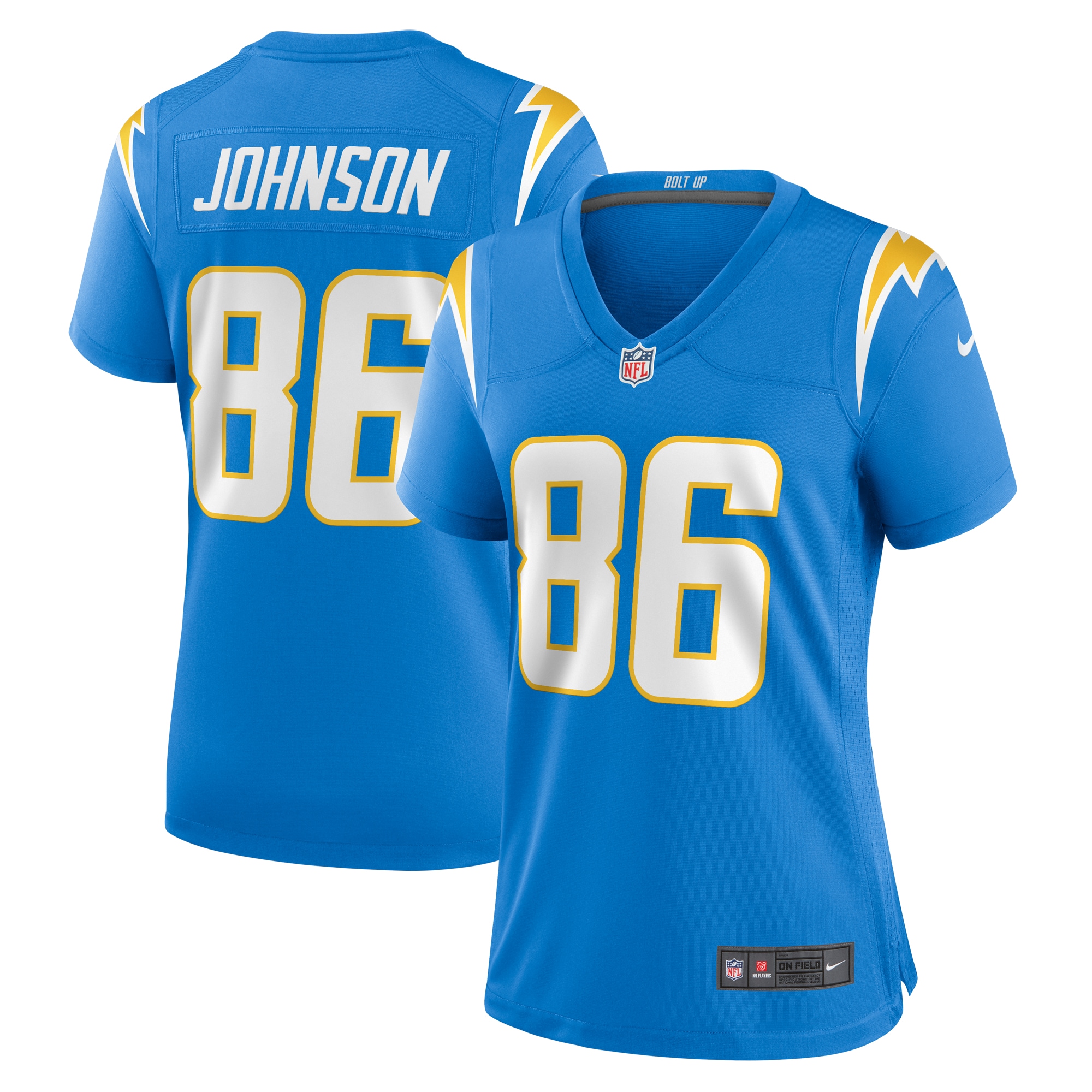 Women's Los Angeles Chargers Cornelius Johnson Powder Blue Game Jersey JS3529 Saliibo