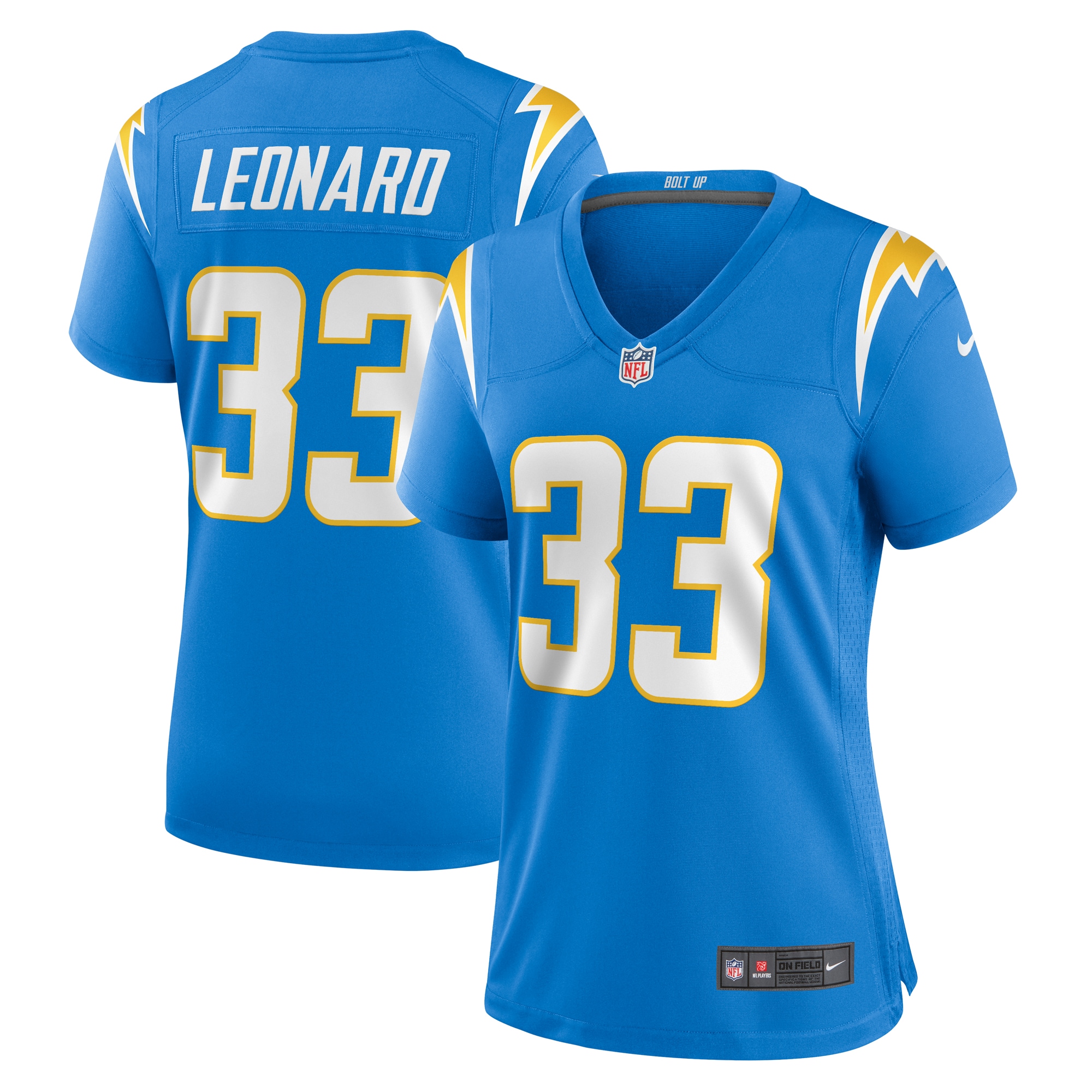 Women's Los Angeles Chargers Deane Leonard Powder Blue Game Player Jersey JS8888 Saliibo