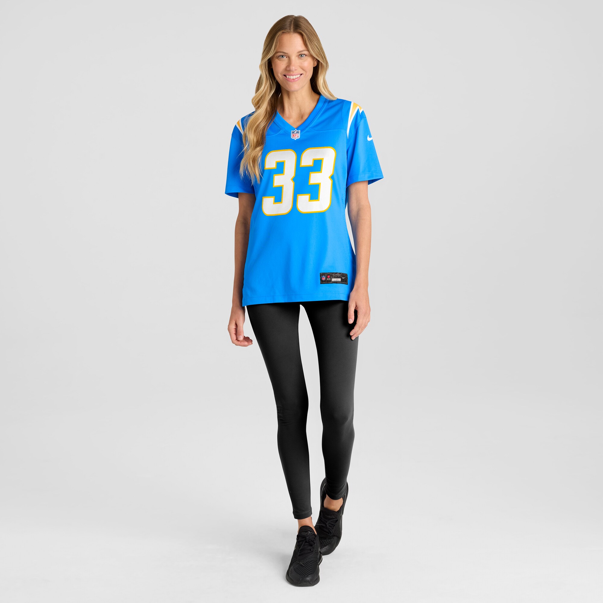 Women's Los Angeles Chargers Deane Leonard Powder Blue Game Player Jersey JS8888 Saliibo - Image 4