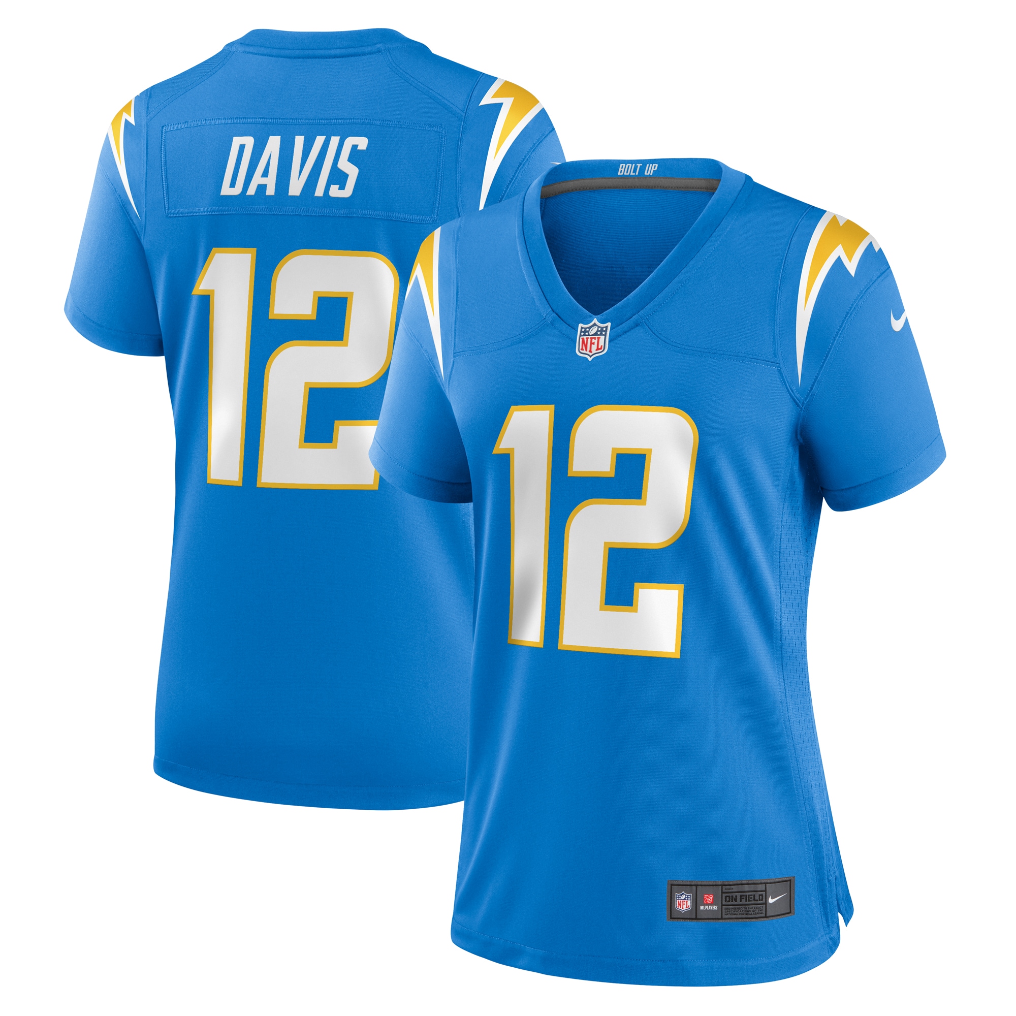 Women's Los Angeles Chargers Derius Davis Powder Blue Team Game Jersey JS8795 Saliibo
