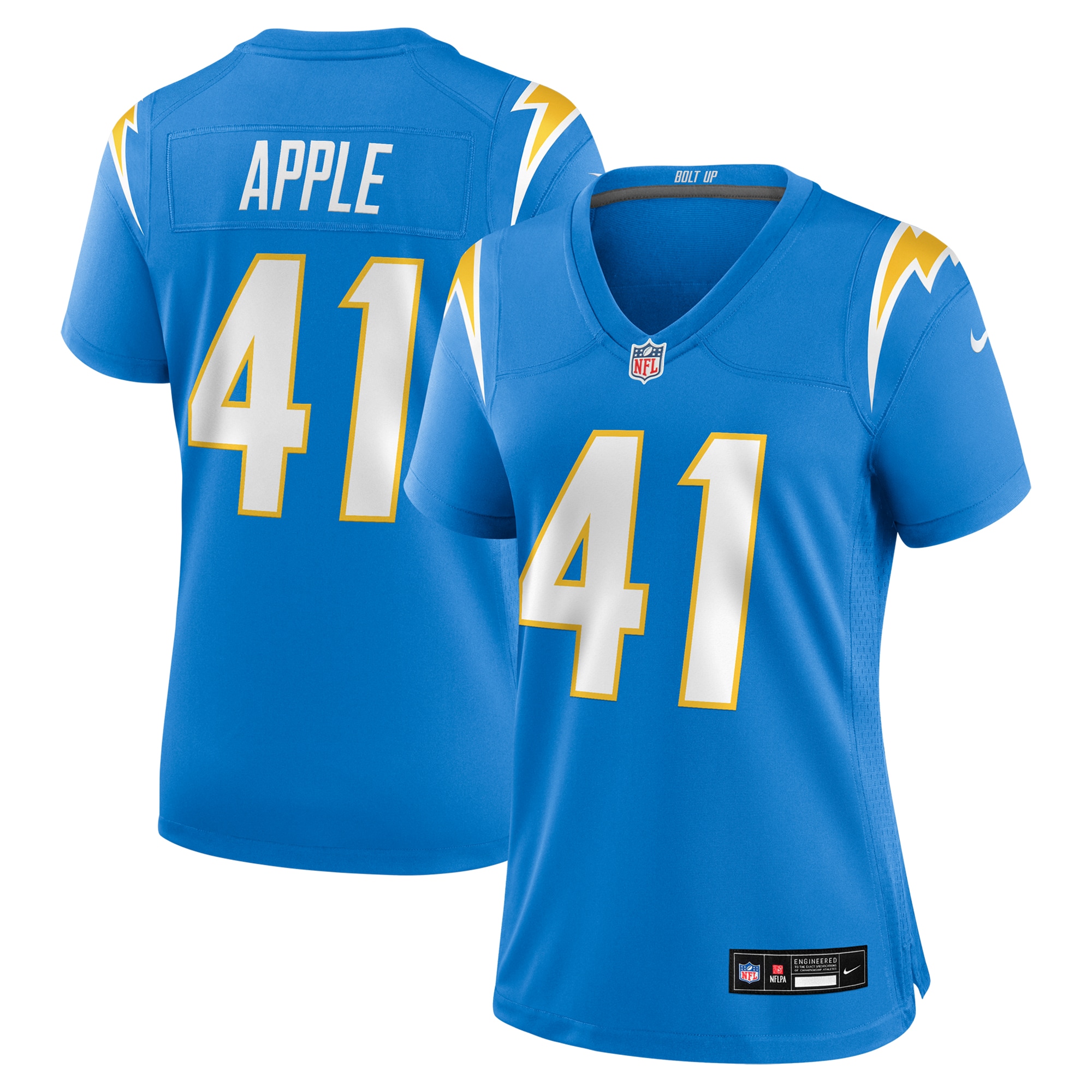 Women's Los Angeles Chargers Eli Apple Powder Blue Game Jersey JS4240 Saliibo