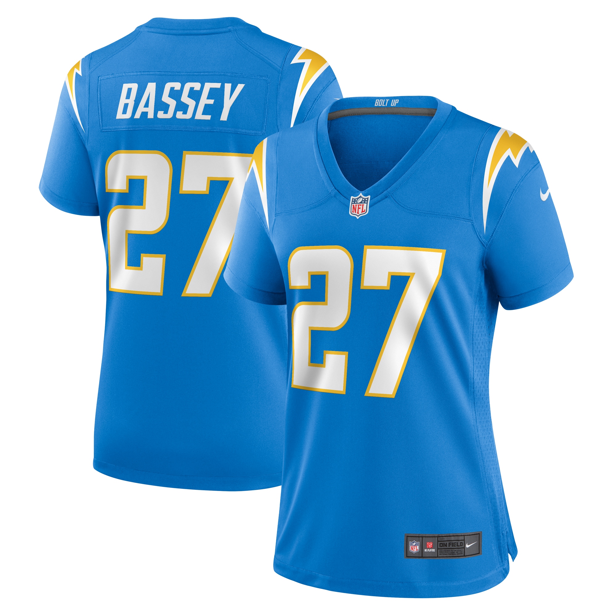 Women's Los Angeles Chargers Essang Bassey Powder Blue Game Jersey JS5838 Saliibo