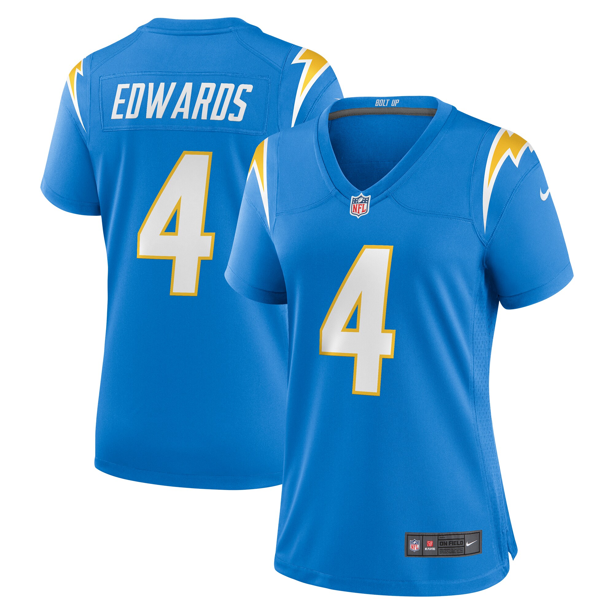 Women's Los Angeles Chargers Gus Edwards Powder Blue Game Jersey JS4011 Saliibo